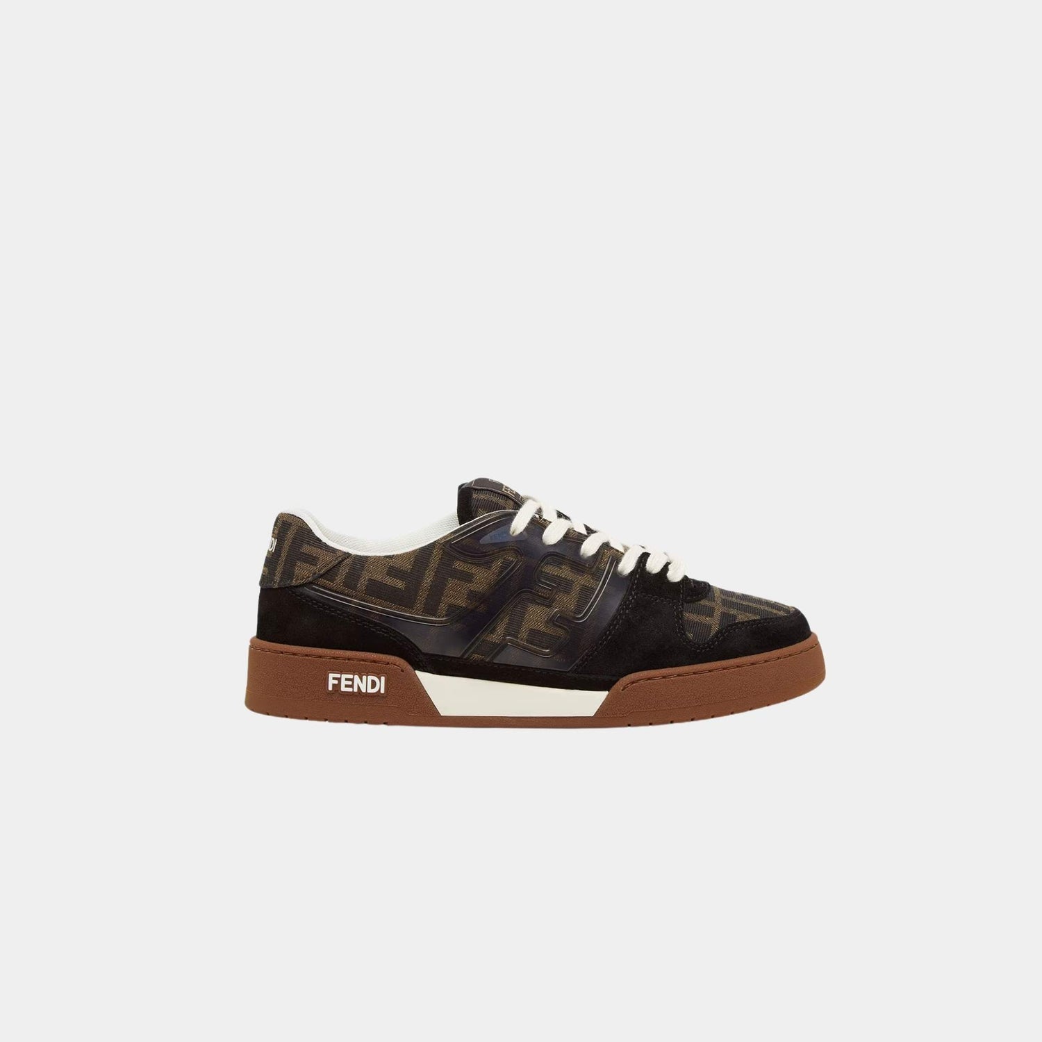 Fendi Match Canvas Low-Tops Suede With Suede, Black, Side