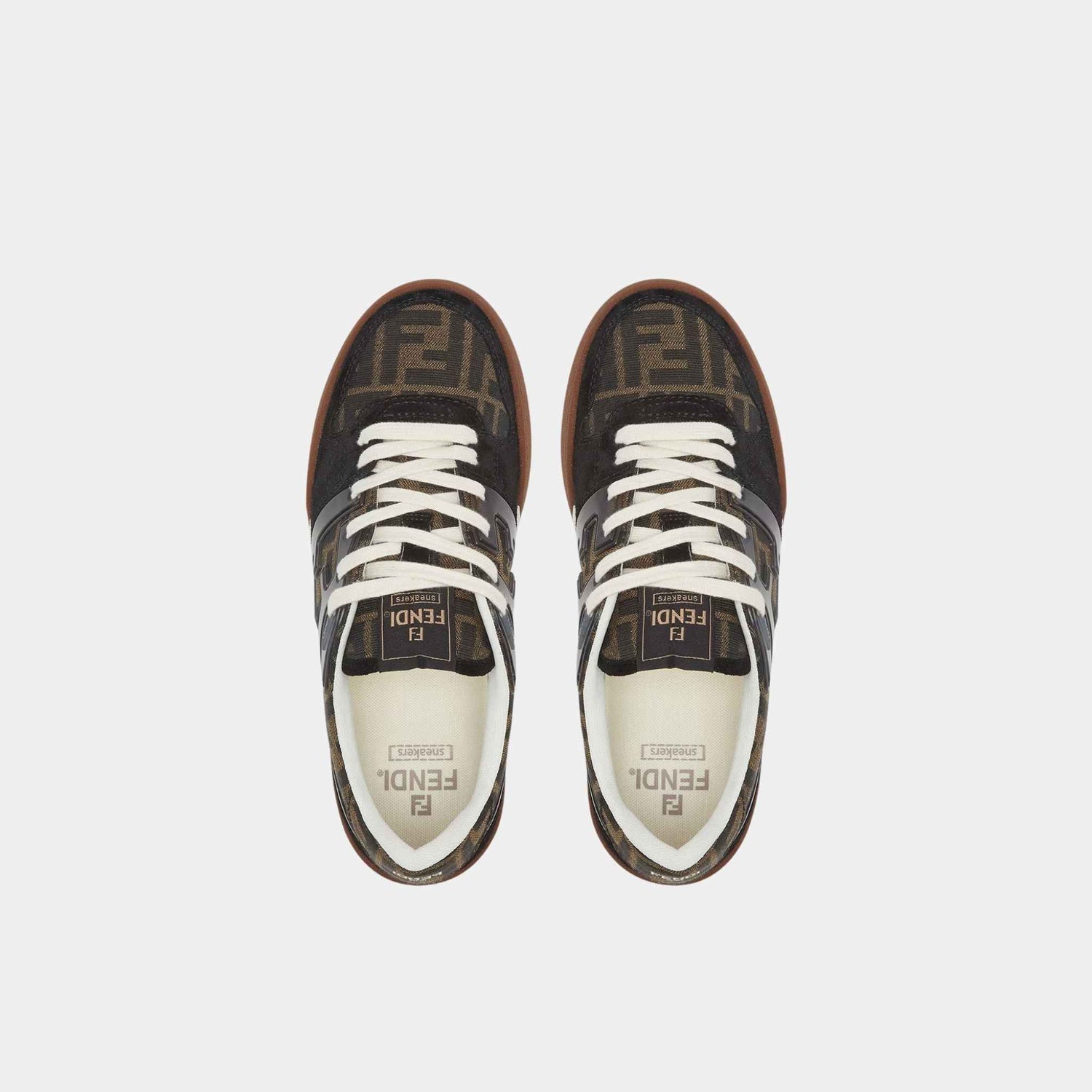 Fendi Match Canvas Low-Tops Suede With Suede, Black, Top