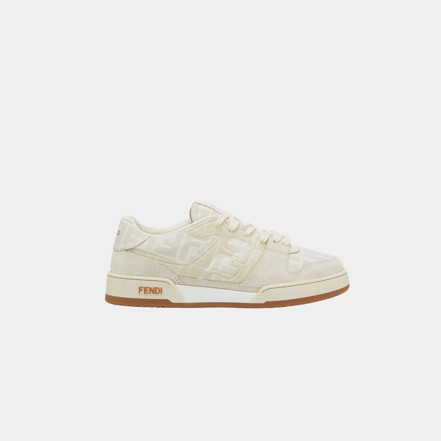 Fendi Match Canvas Low-Tops Suede With Suede, White, Side