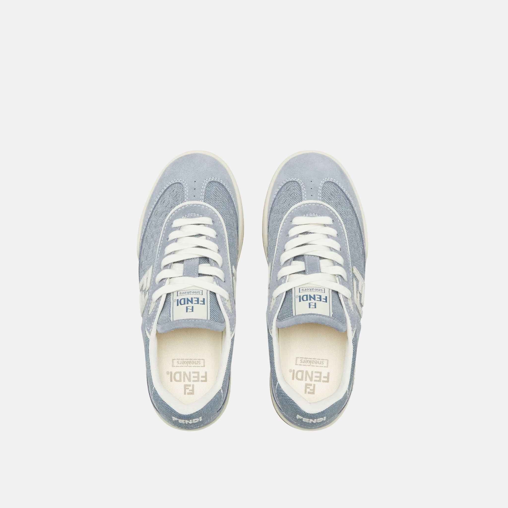 Match Low Tops In Denim Fabric And Suede, Top