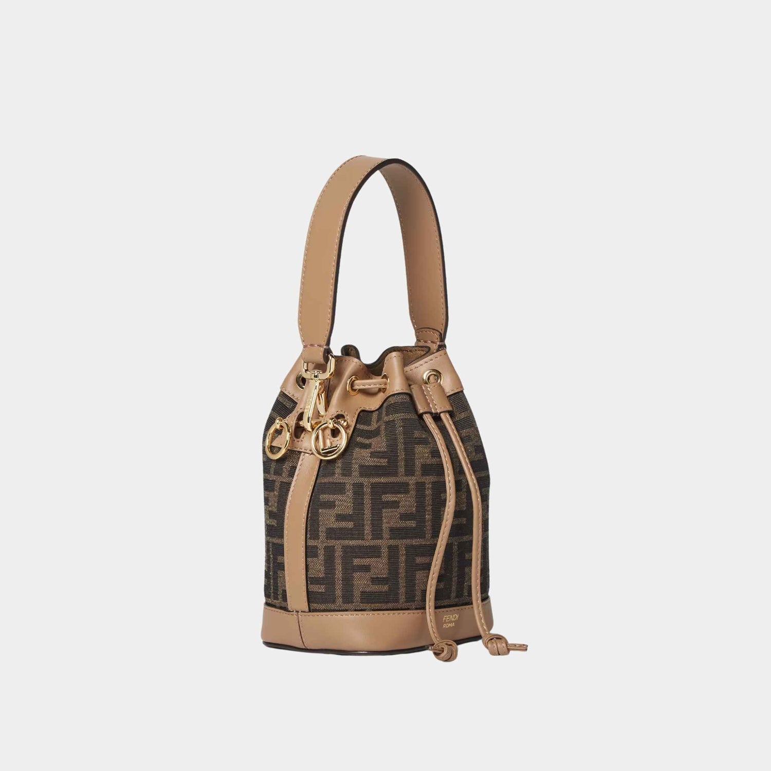 Mon Tresor Brown FF Fabric Mini-Bag, Metalware