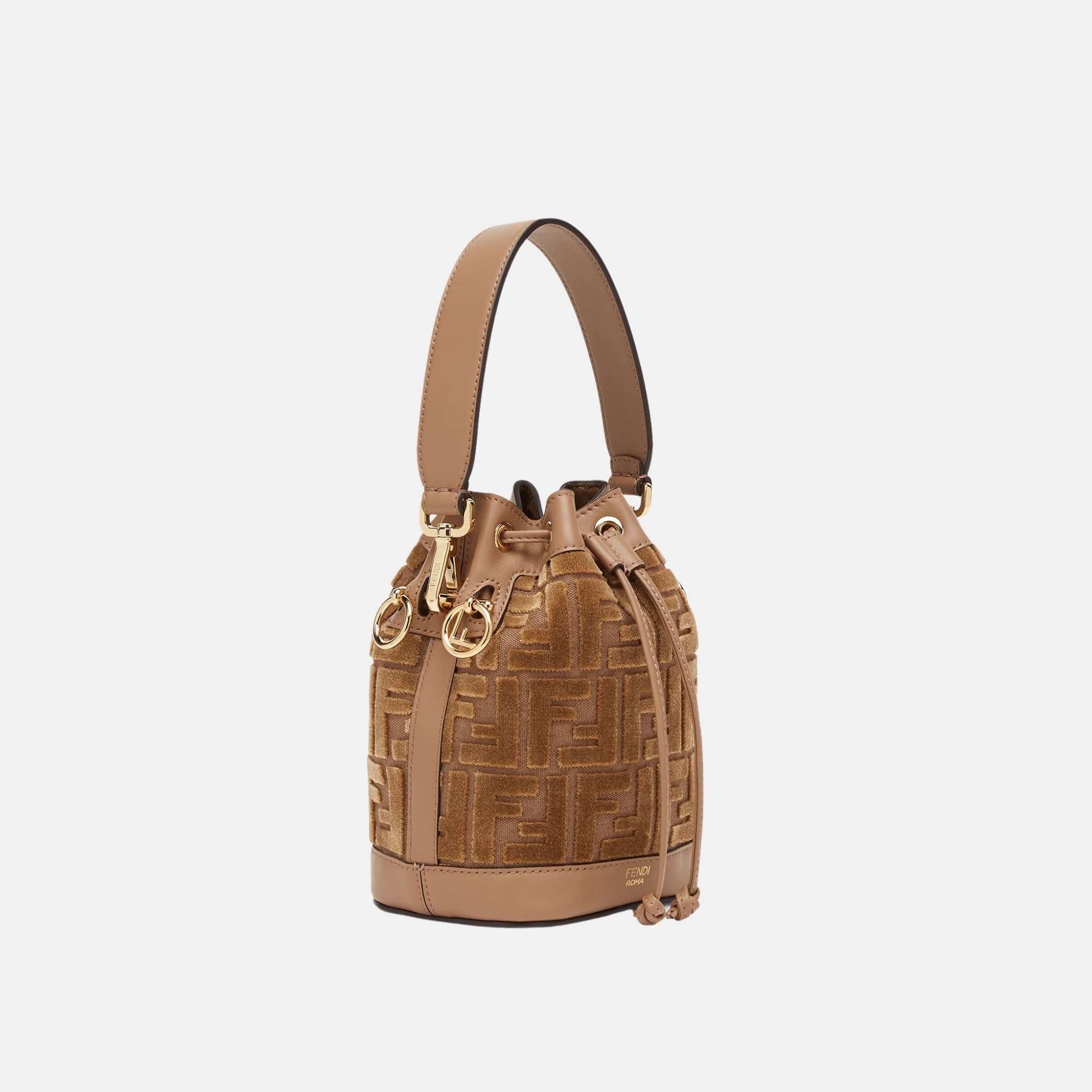 Fendi Mon Tresor Bucket Bag, Beige, Side