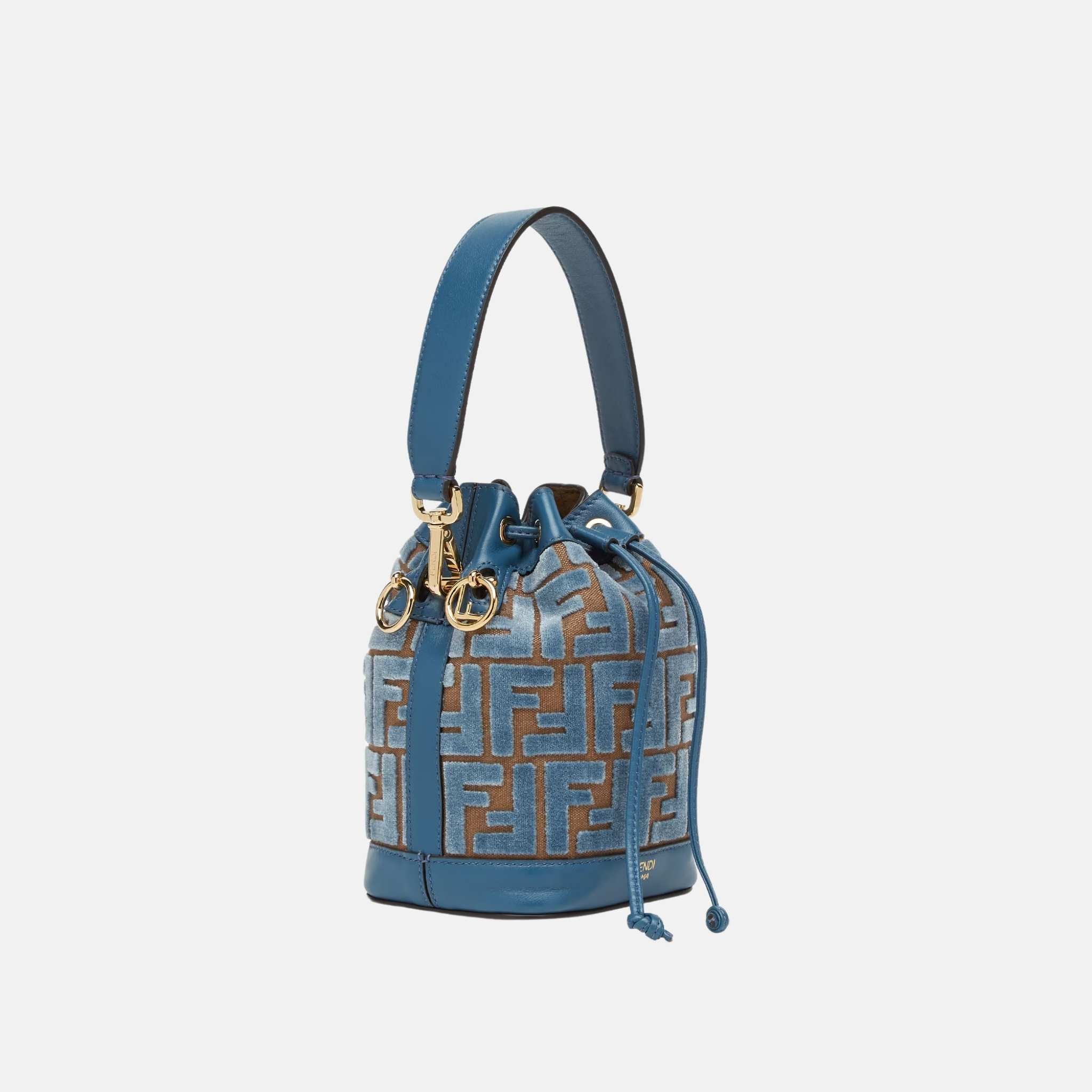 Fendi Mon Tresor Bucket Bag, Blue, Side