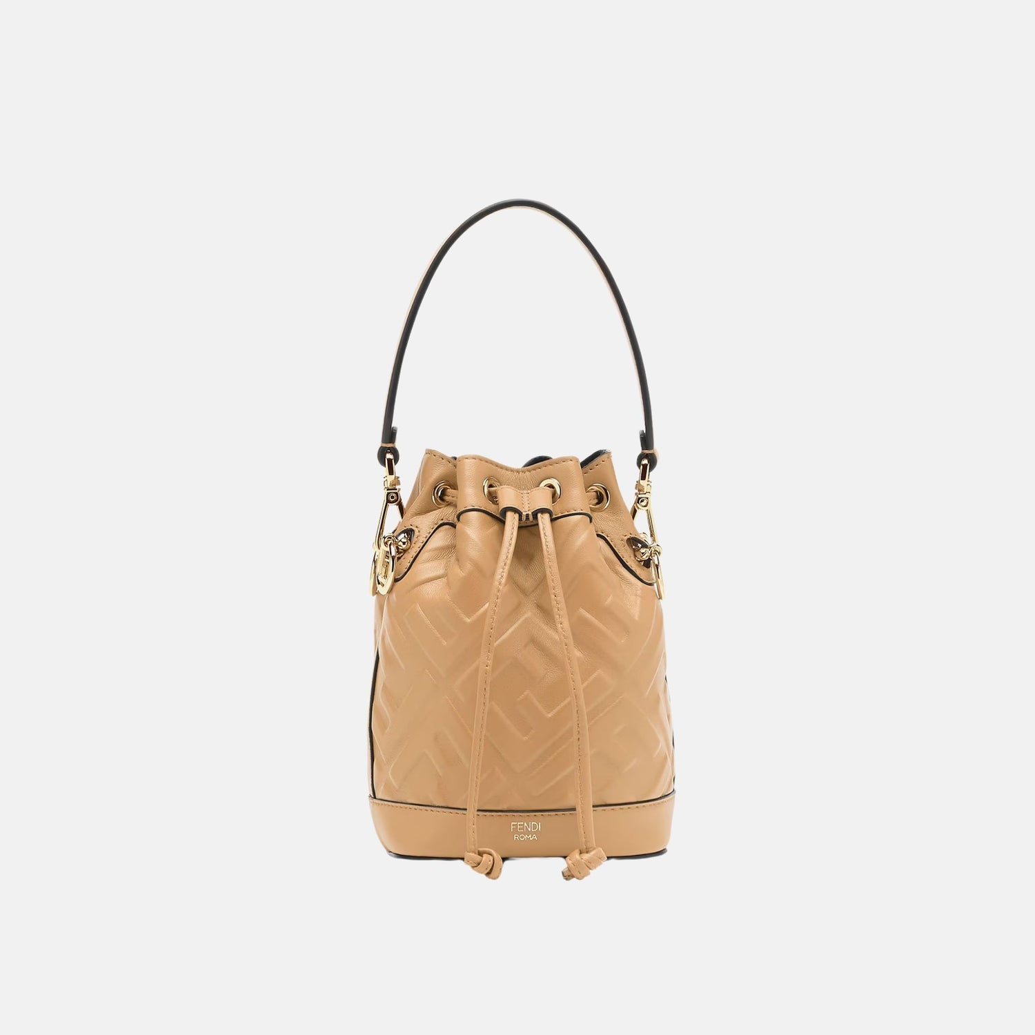 Fendi Mon Tresor Leather Mini Bag, Beige, Front