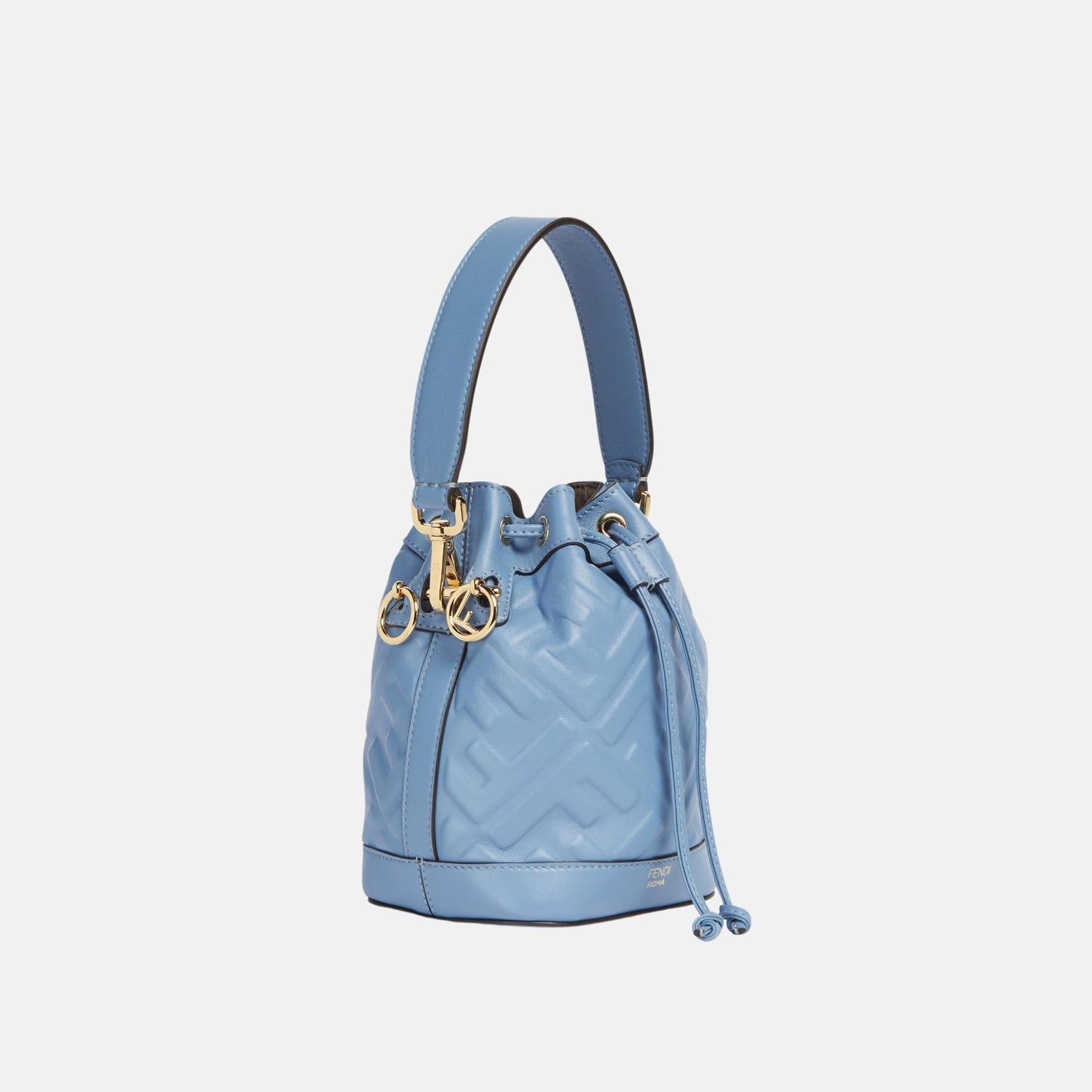 Fendi Mon Tresor Leather Mini Bag, Blue, Side