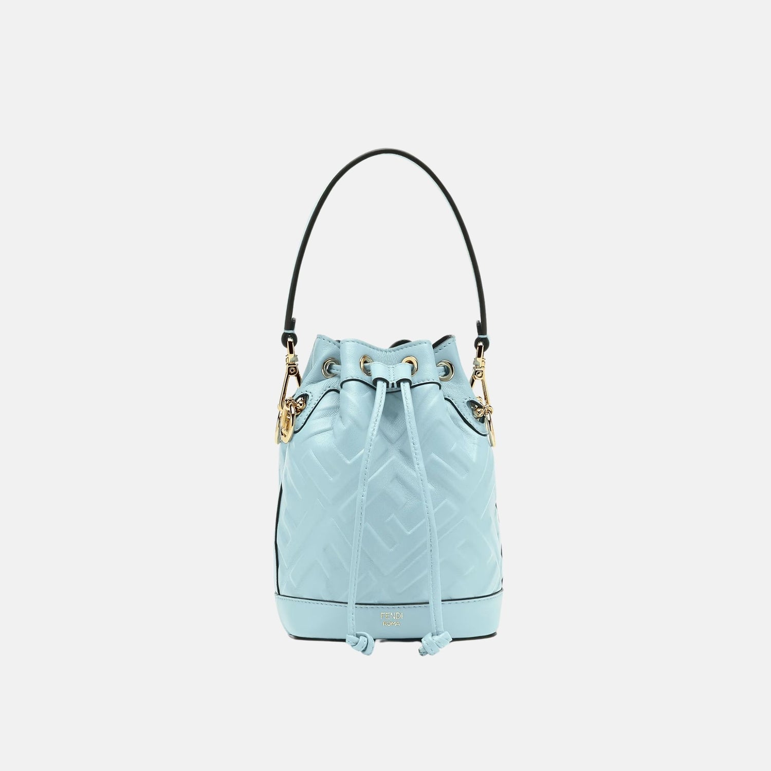 Fendi Mon Tresor Leather Mini Bag, Cyan, Front