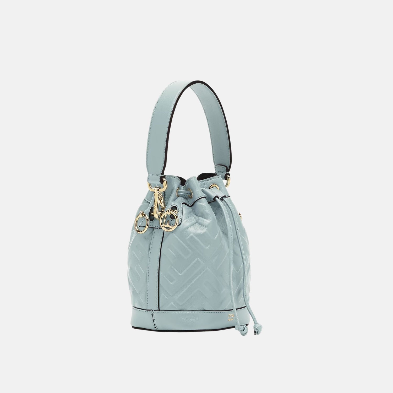 Fendi Mon Tresor Leather Mini Bag, Light Blue, Side