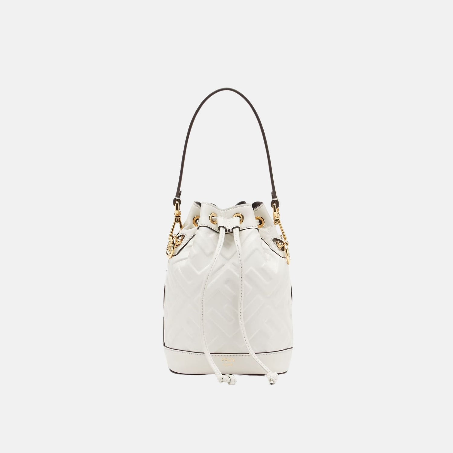 Fendi Mon Tresor Leather Mini Bag, White, Front