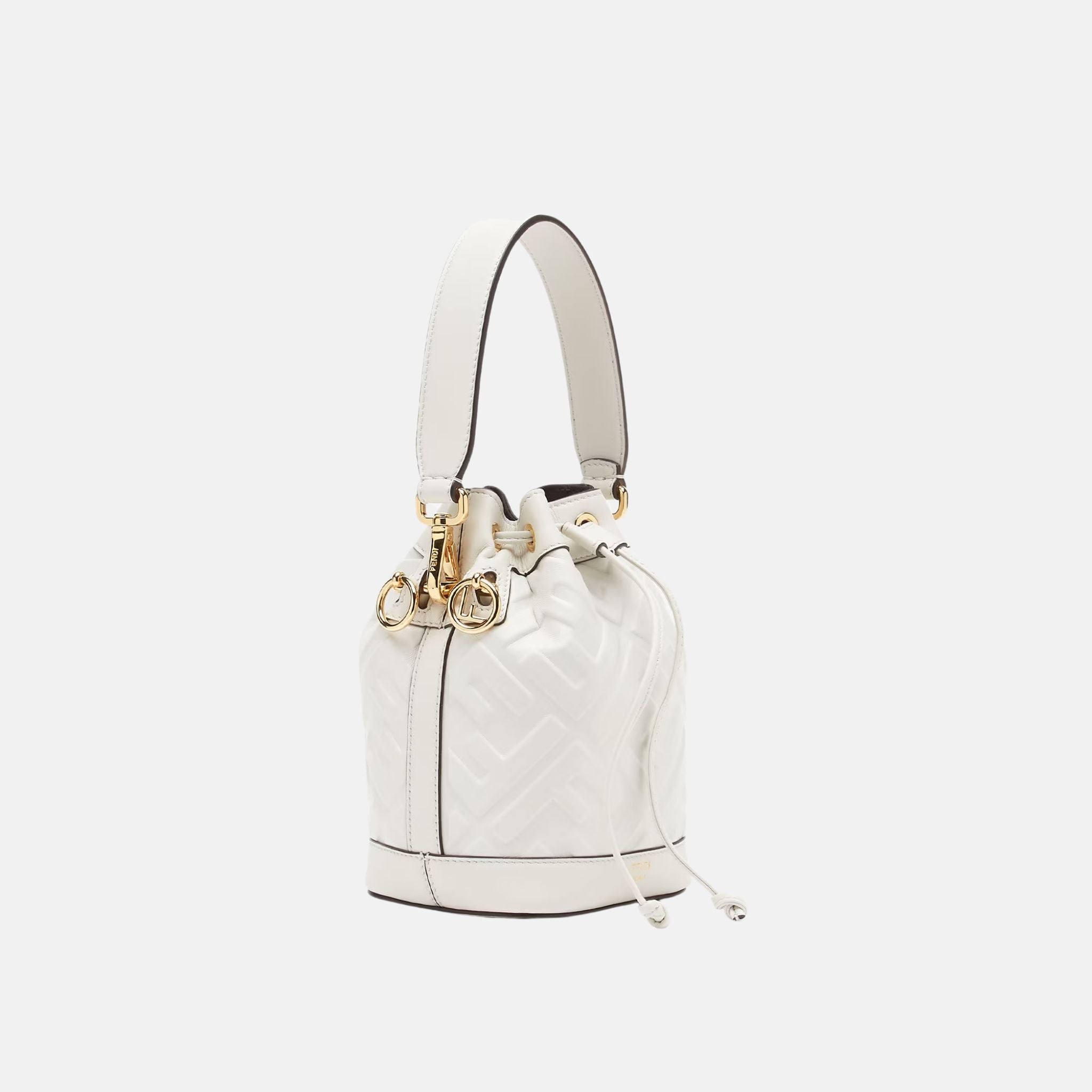 Fendi Mon Tresor Leather Mini Bag, White, Side