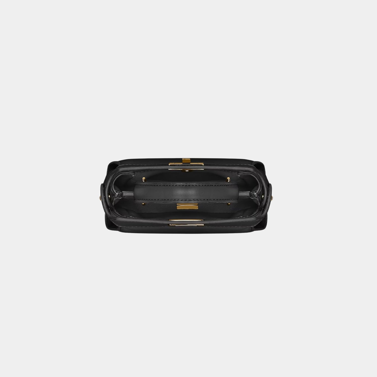 Fendi Nano Peekaboo Nappa Leather Bag, Black, Top