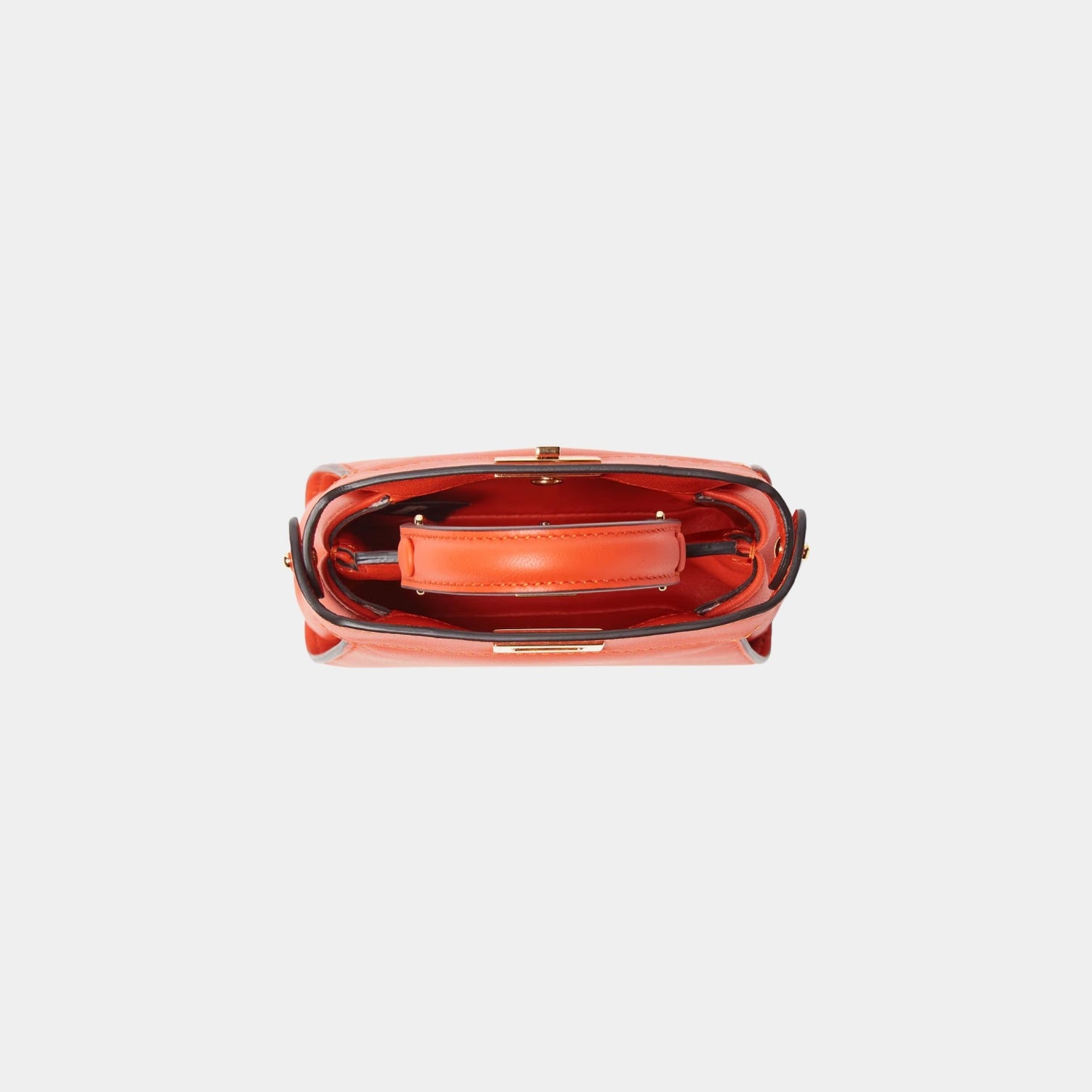 Fendi Nano Peekaboo Nappa Leather Bag, Orange, Top