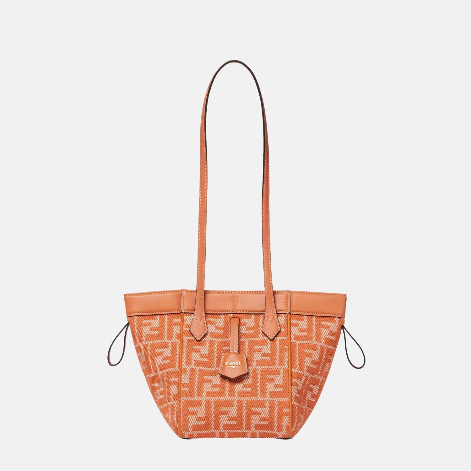 Fendi Origami Mini Bag In Denim Effect FF Jacquard, Orange, Full