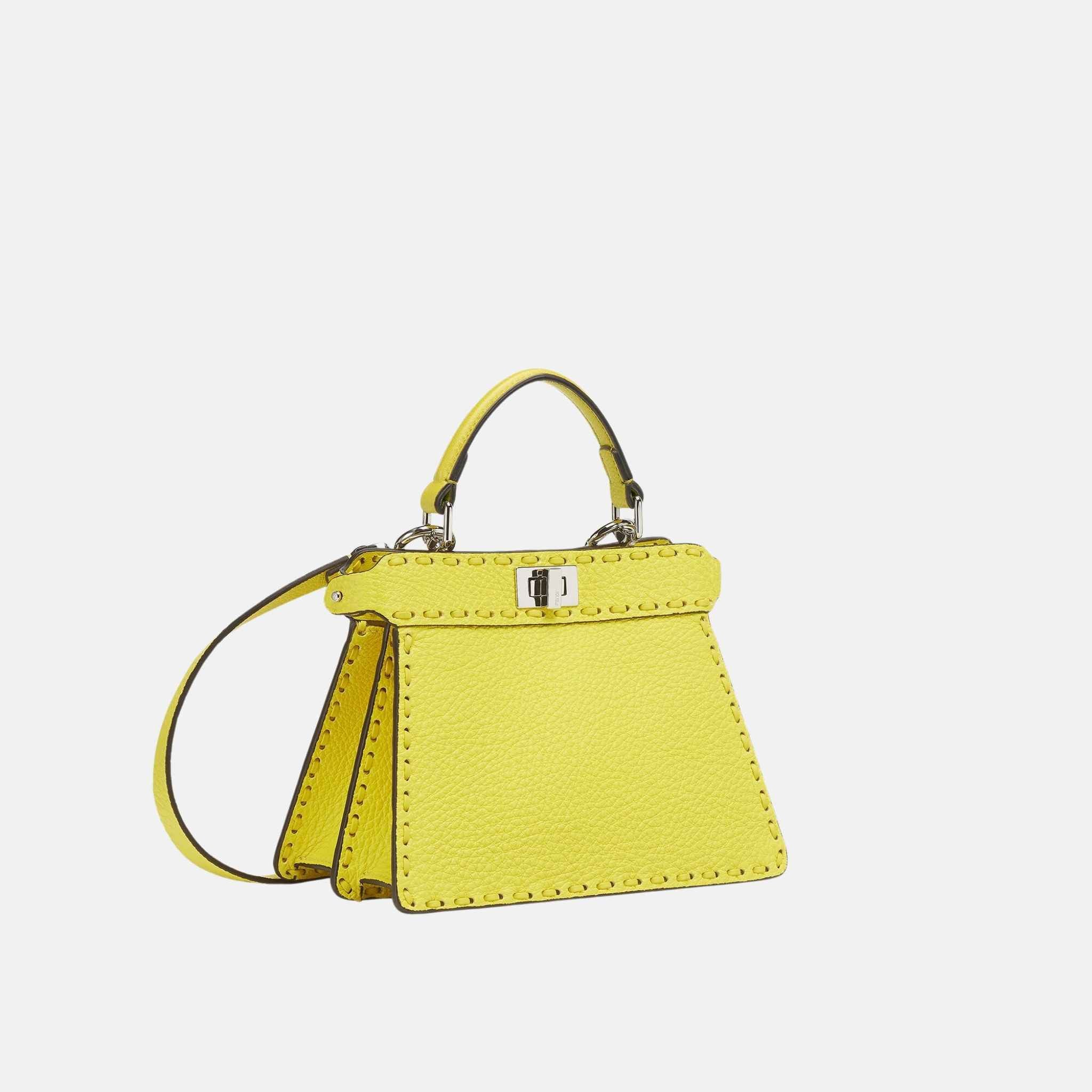 Fendi Peekaboo ISeeU Petite Selleria Bag, Acid Yellow, Side