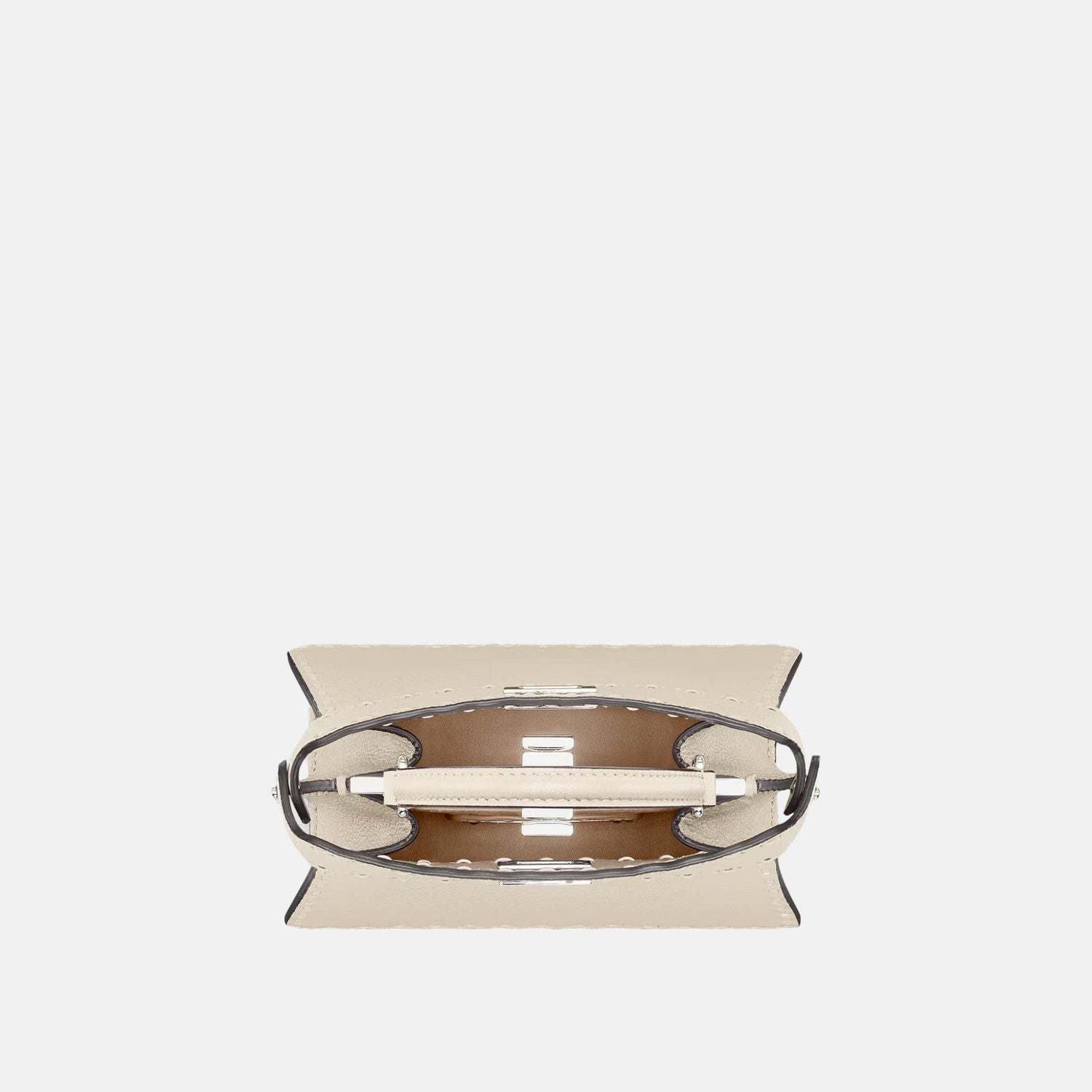 Fendi Peekaboo ISeeU Petite Selleria Bag, Beige, Inside