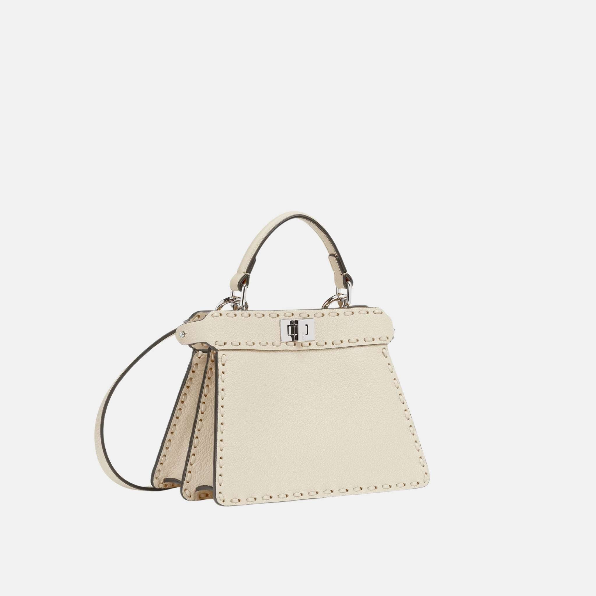 Fendi Peekaboo ISeeU Petite Selleria Bag, Beige, Side