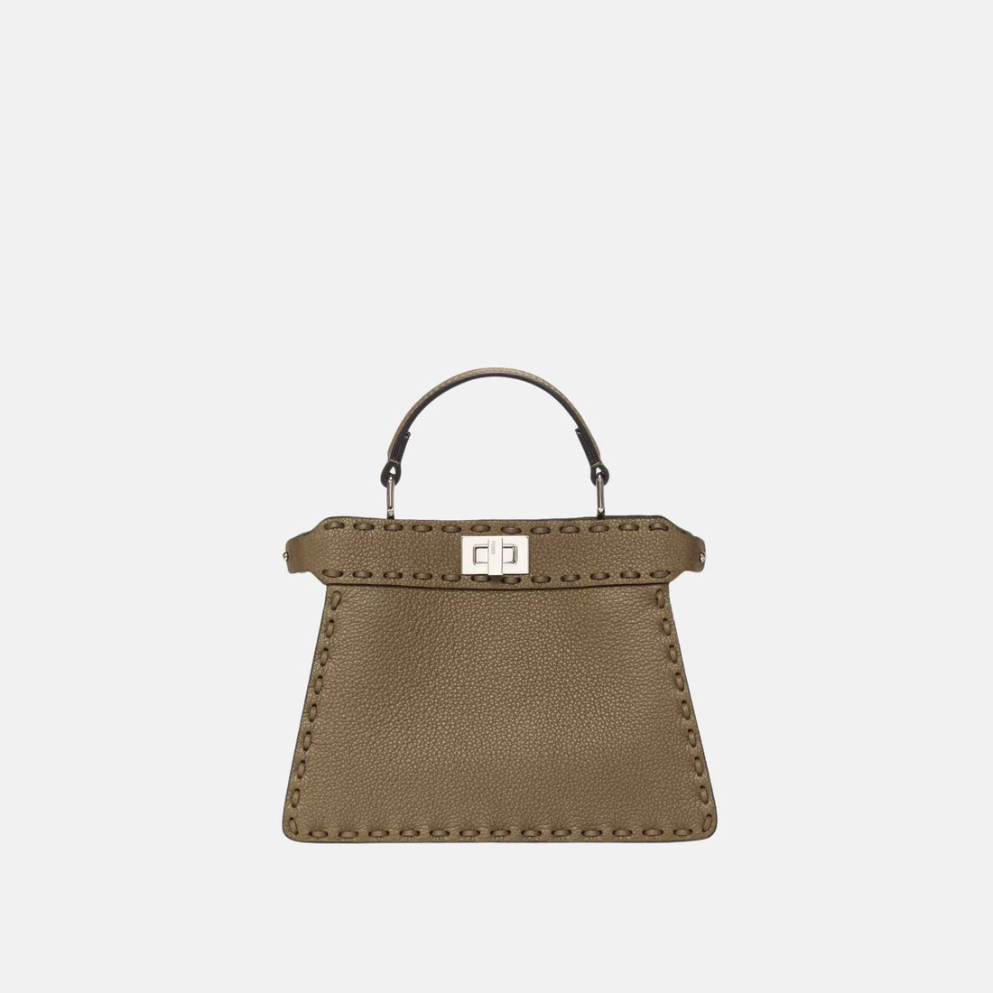 Fendi Peekaboo ISeeU Petite Selleria Bag, Green, Front