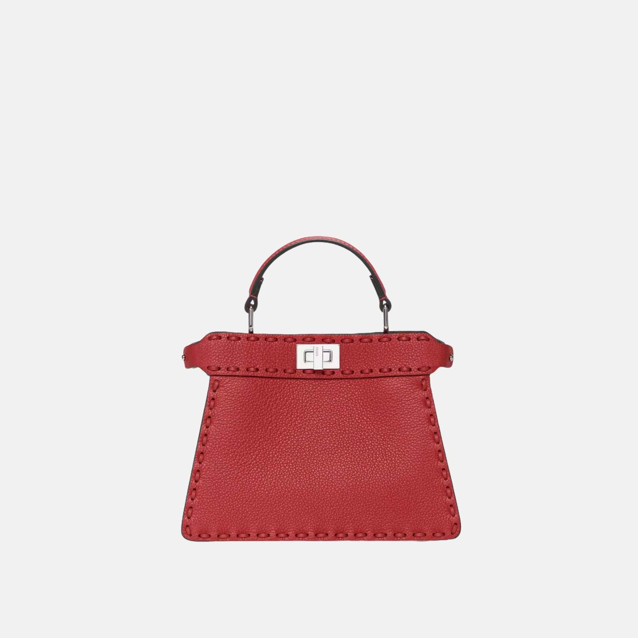 Fendi Peekaboo ISeeU Petite Selleria Bag, Red, Front