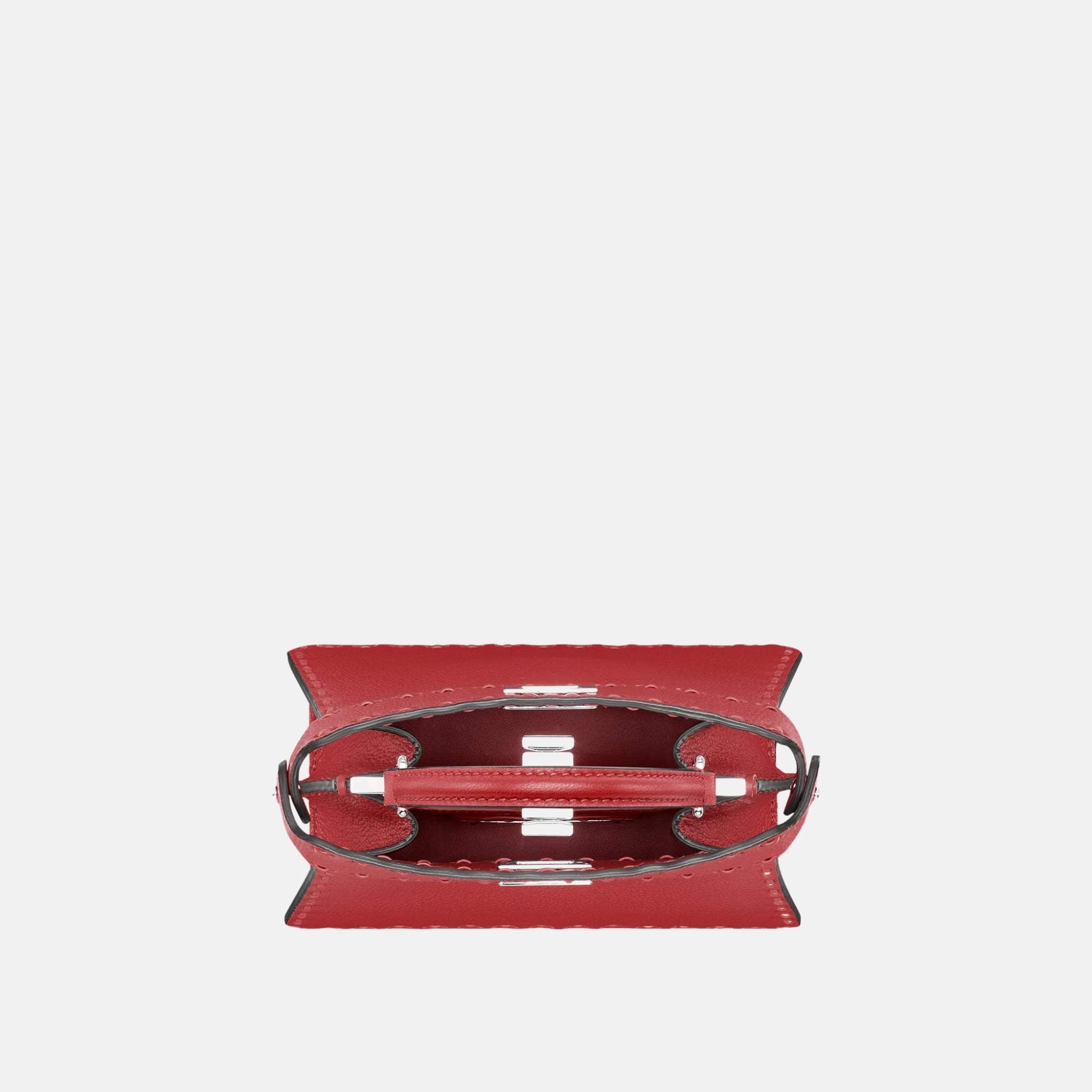 Fendi Peekaboo ISeeU Petite Selleria Bag, Red, Inside