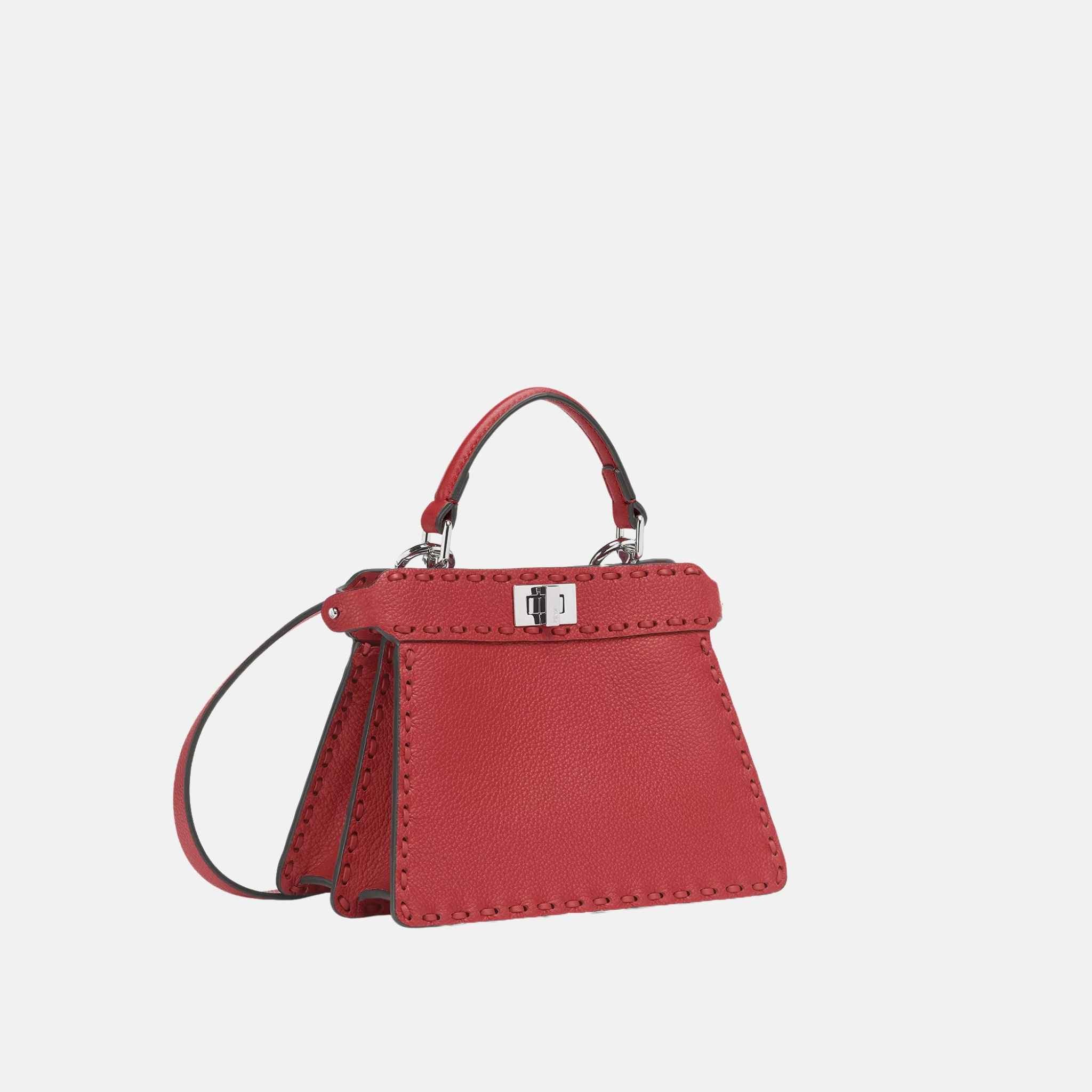 Fendi Peekaboo ISeeU Petite Selleria Bag, Red, Side