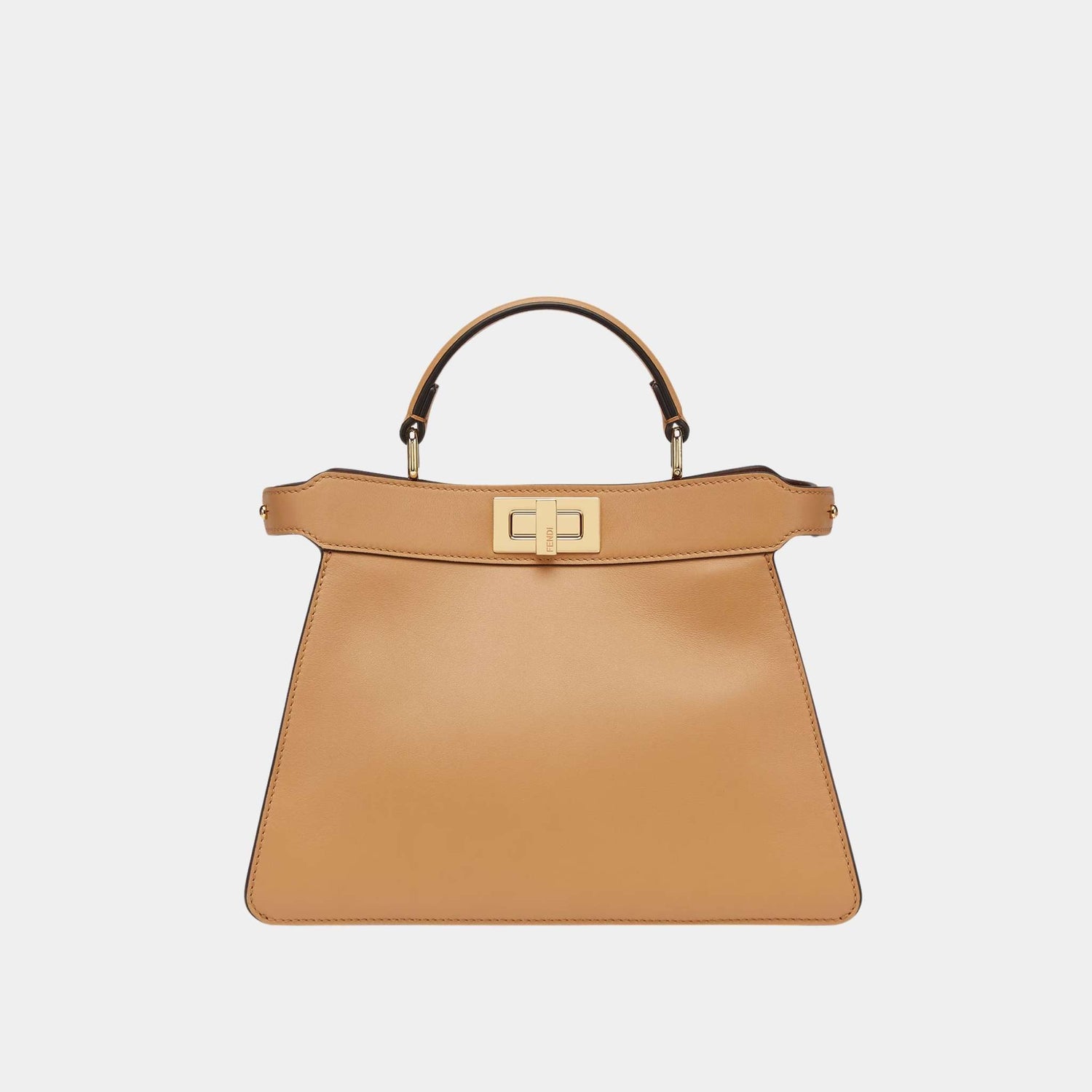 Fendi Peekaboo ISeeU Small Calf Leather Bag, Beige, Front
