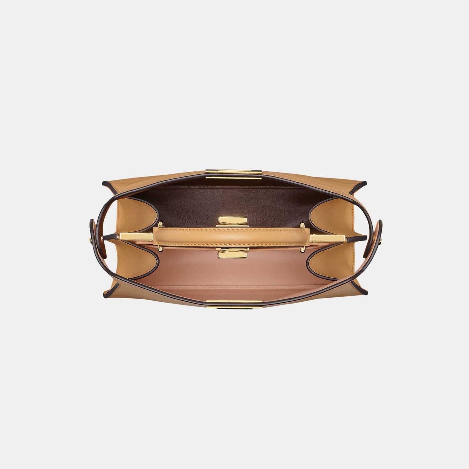 Fendi Peekaboo ISeeU Small Calf Leather Bag, Beige, Top
