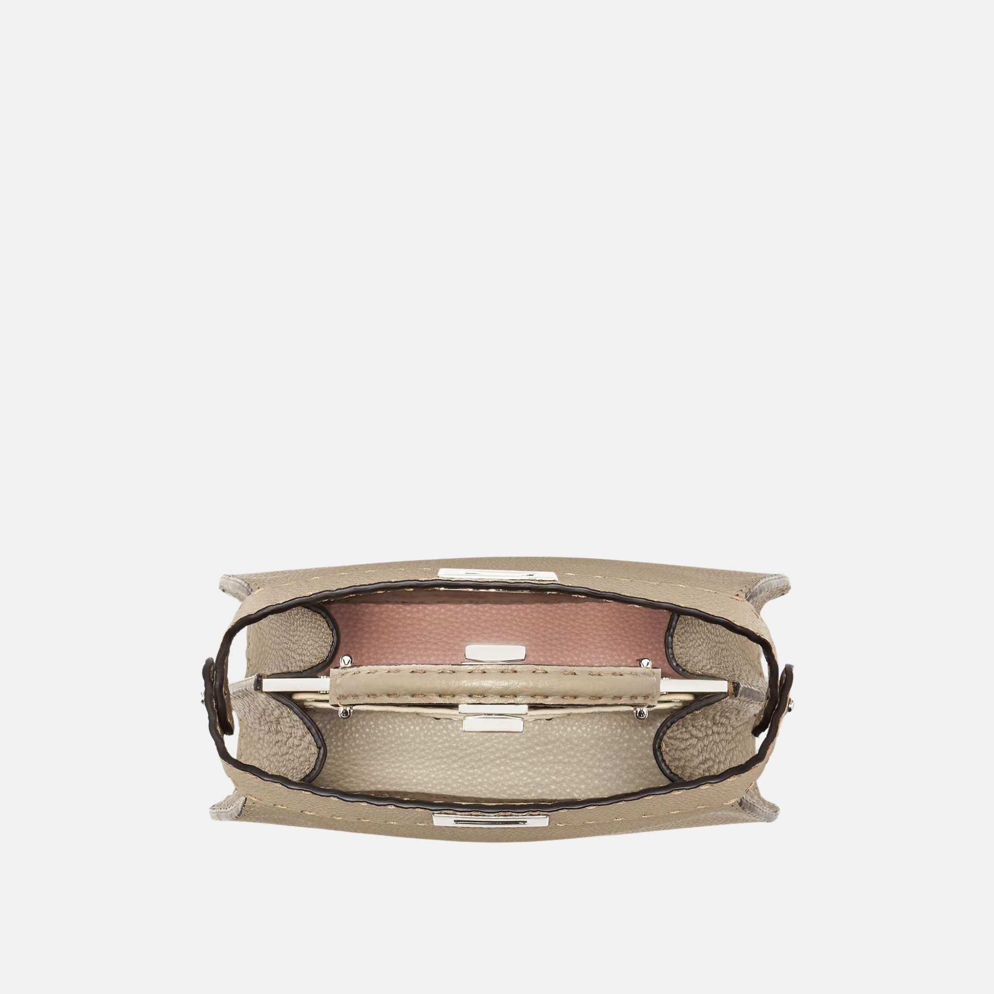 Fendi Peekaboo ISeeU Small Selleria Bag, Dove Grey, Inside