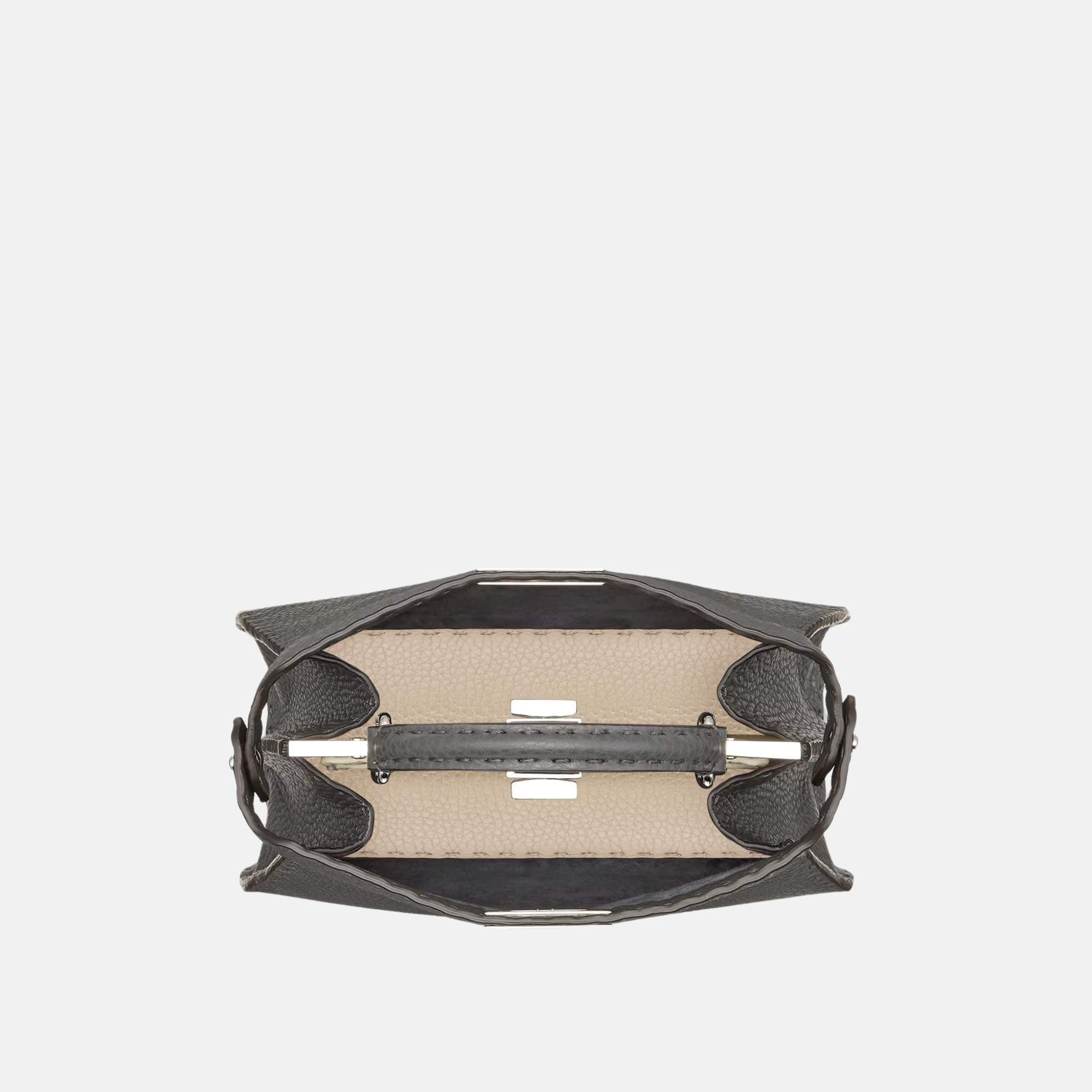 Fendi Peekaboo ISeeU Small Selleria Bag, Grey, Inside