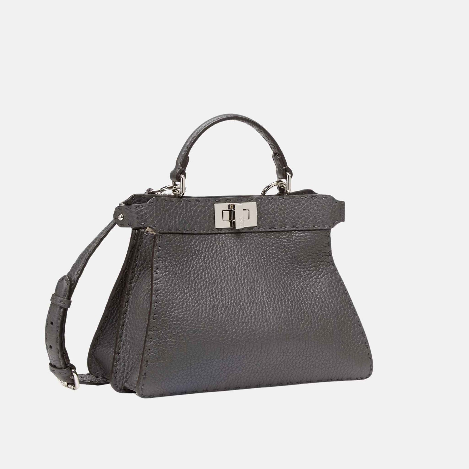 Fendi Peekaboo ISeeU Small Selleria Bag, Grey, Side