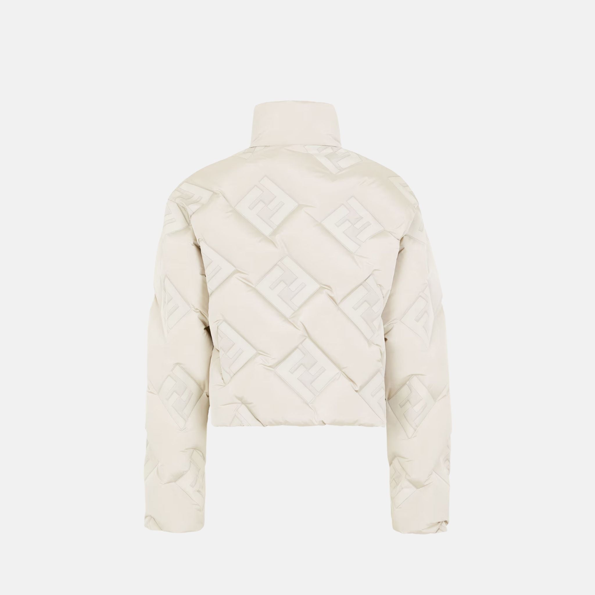 Fendi Puffer Jacket In White FF Technical Fabric, Back