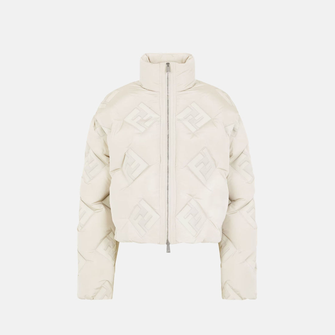 Fendi Puffer Jacket In White FF Technical Fabric, Front