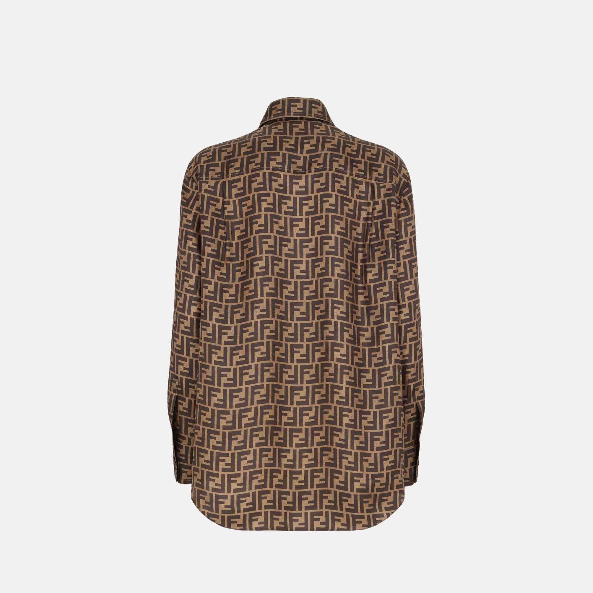 Fendi Shirt In Brown FF Silk, Back