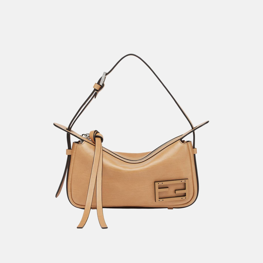 Fendi Simply Fendi Leather Mini Bag, Beige, Front 