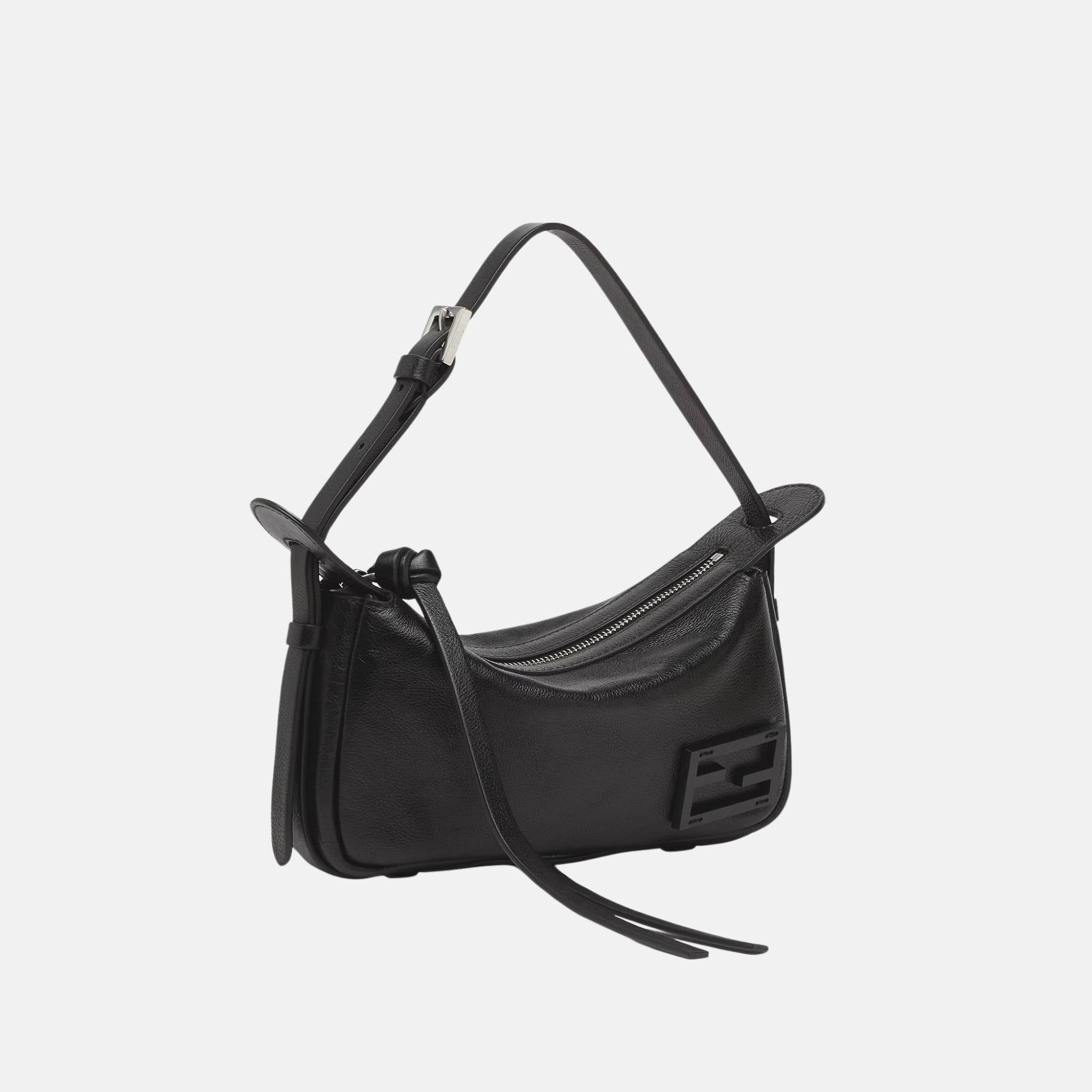 Fendi Simply Fendi Leather Mini Bag, Black, Side