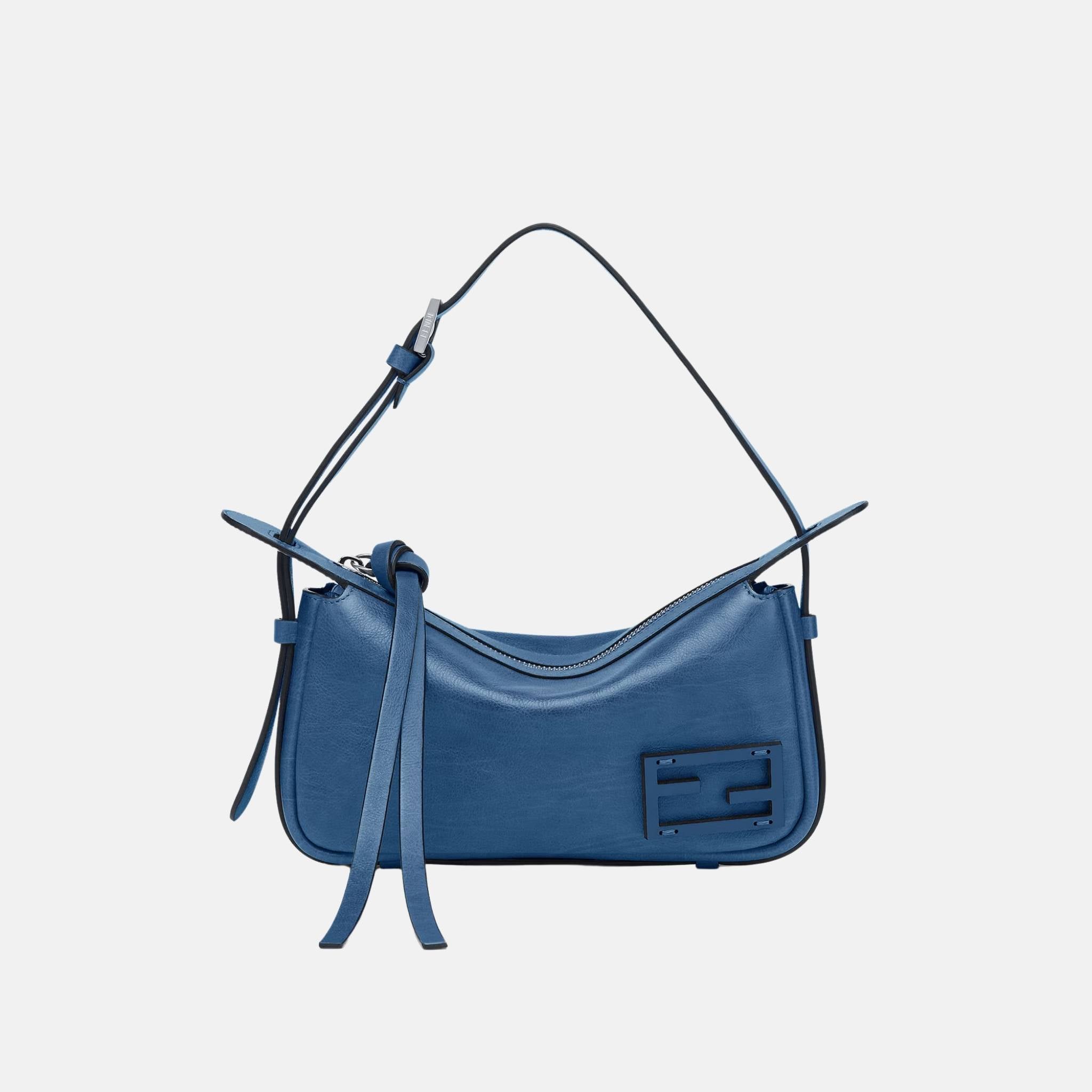 Fendi Simply Fendi Leather Mini Bag, Blue, Front