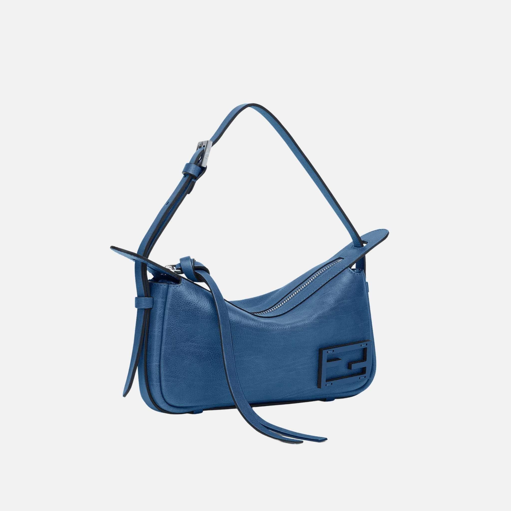 Fendi Simply Fendi Leather Mini Bag, Blue, Side