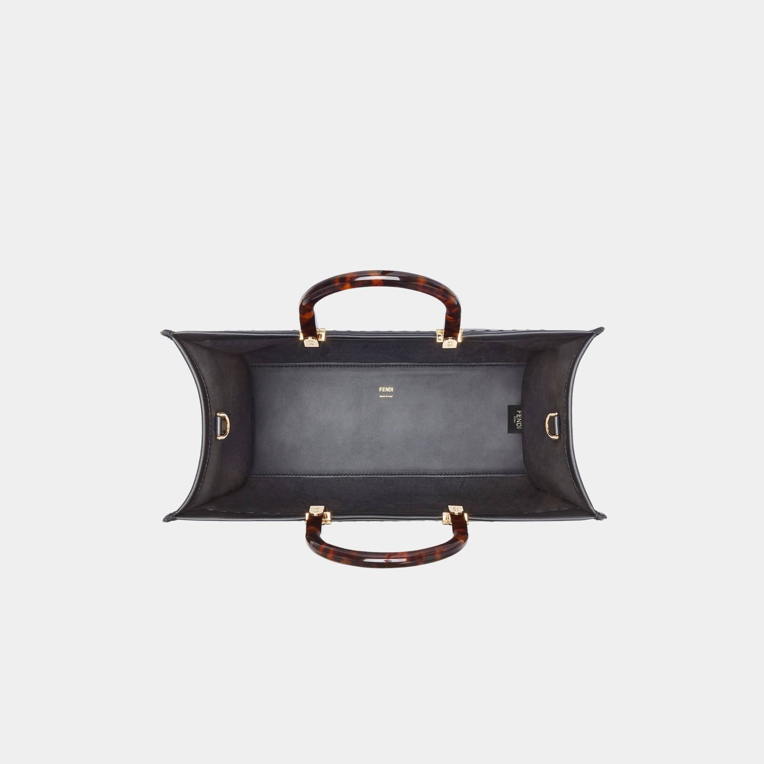 Fendi Sunshine Medium Leather Shopper, Black, Top