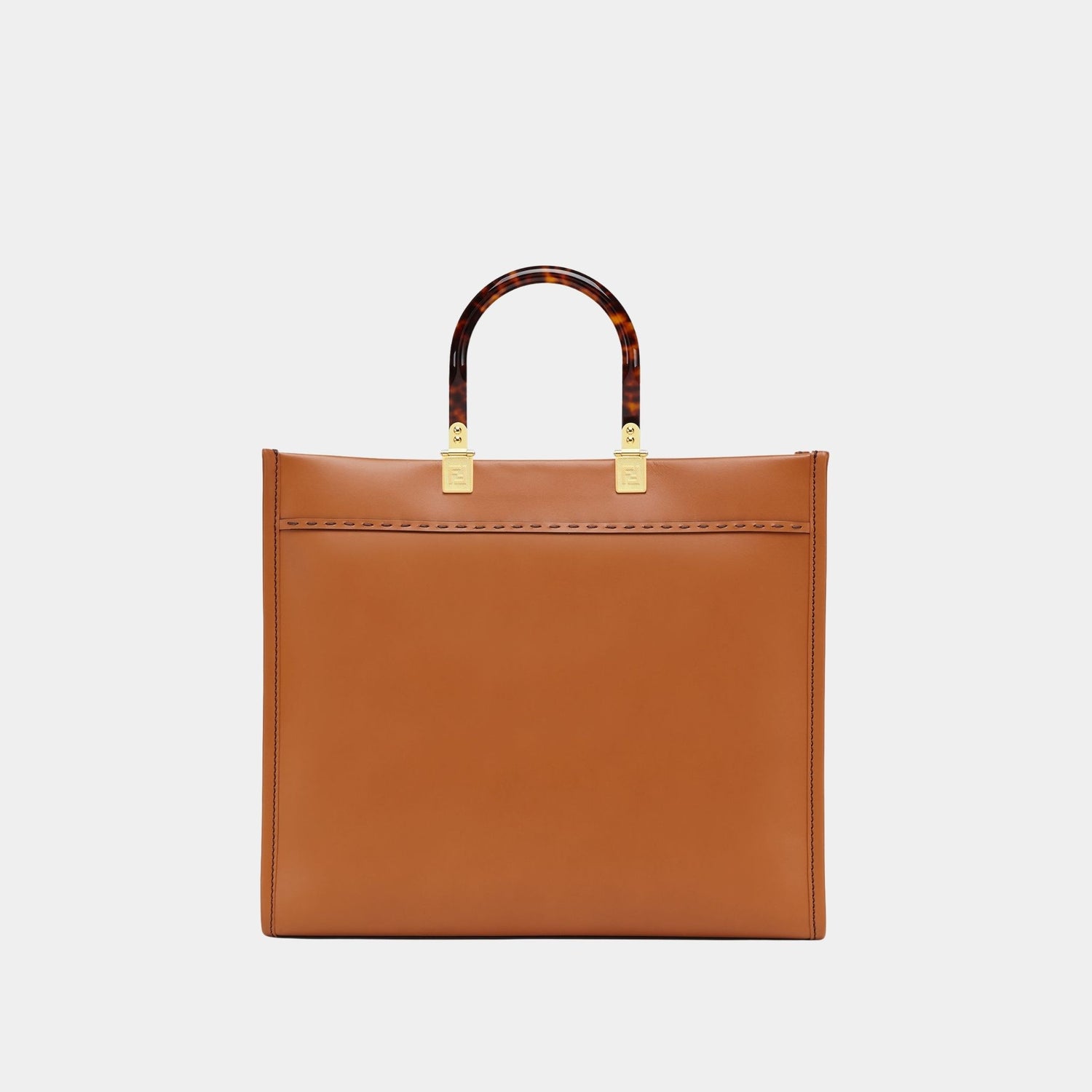 Fendi Sunshine Medium Leather Shopper, Brown, Back