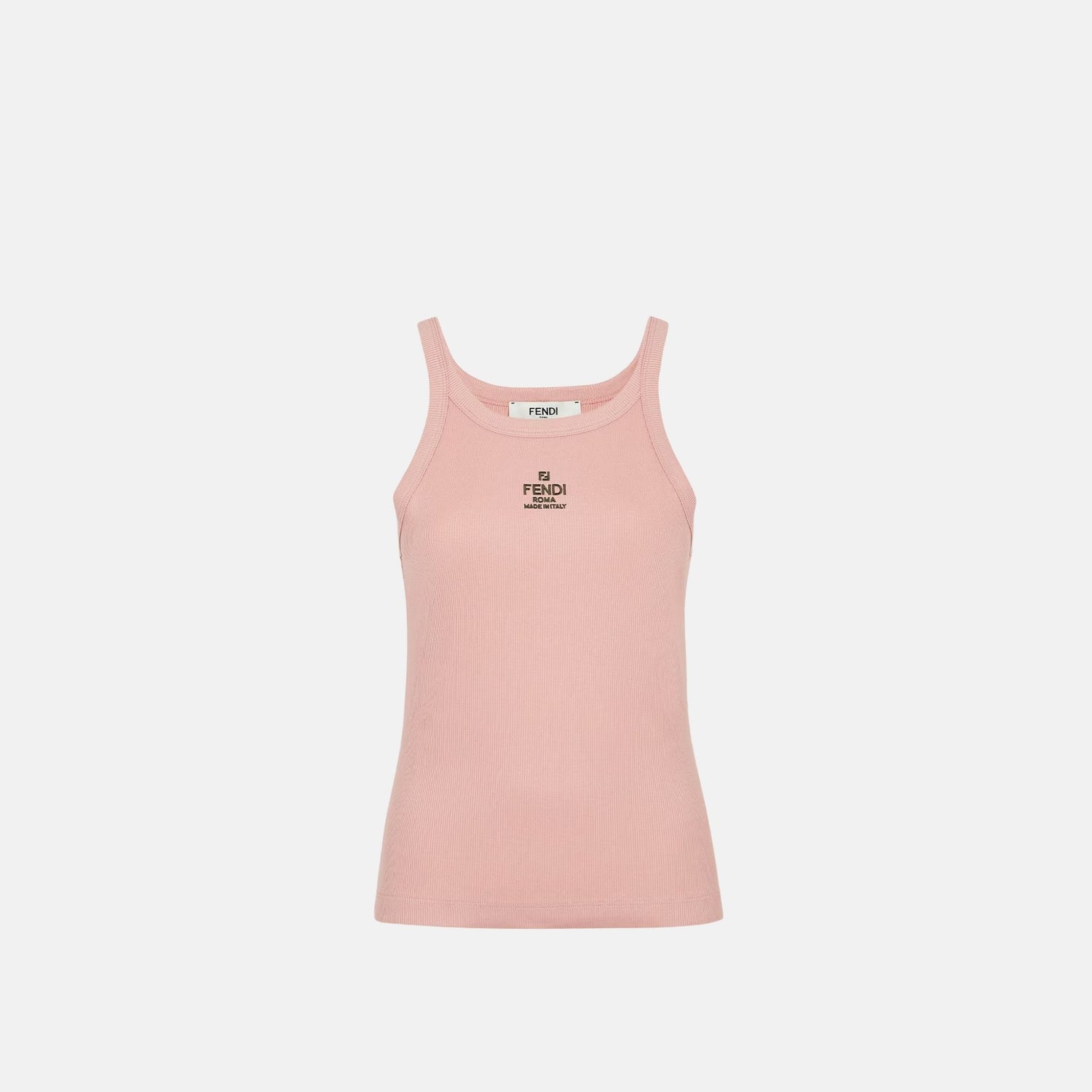 Fendi Top In Sleeveless Cotton, Peach, Front