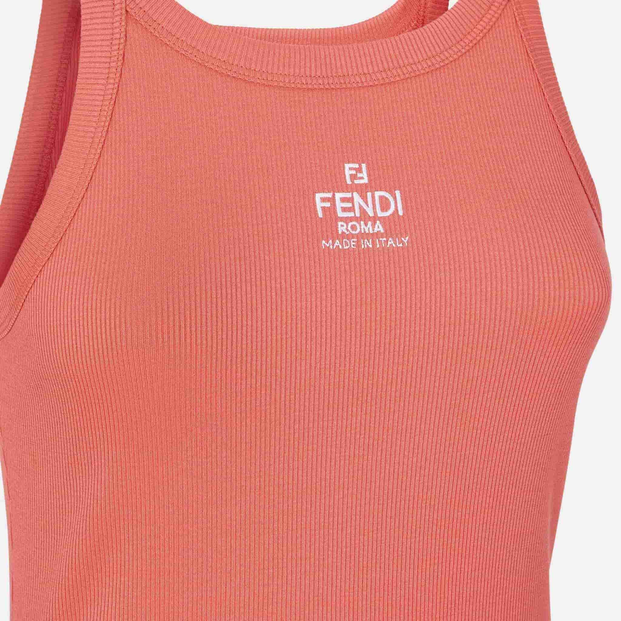 Fendi Top In Sleeveless Cotton, Pink, Close