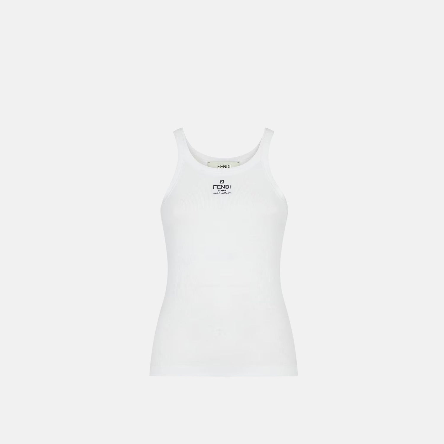 Fendi Top In Sleeveless Cotton, White, Front