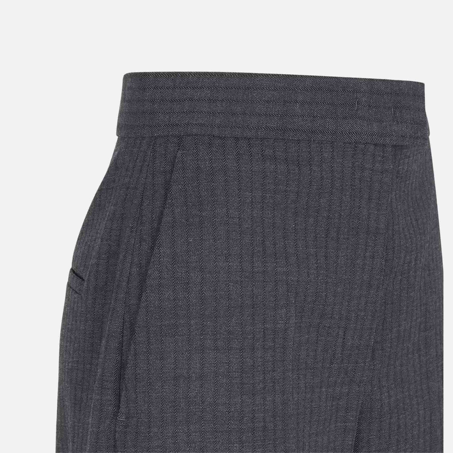 Fendi Trousers In Grey Pinstriped Wool, Close