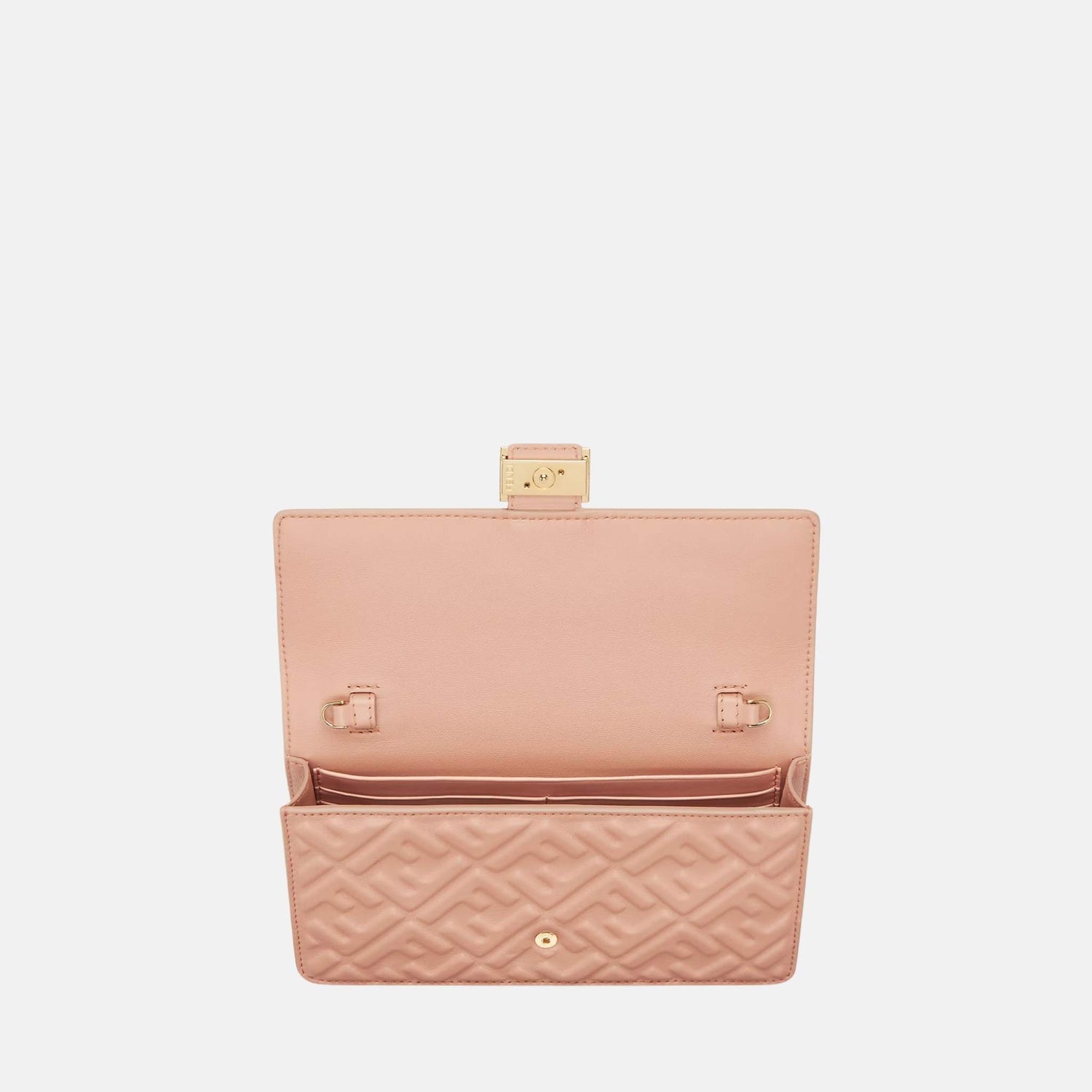 Fendi Wallet On Chain Baguette In Leather, Pink, Inside