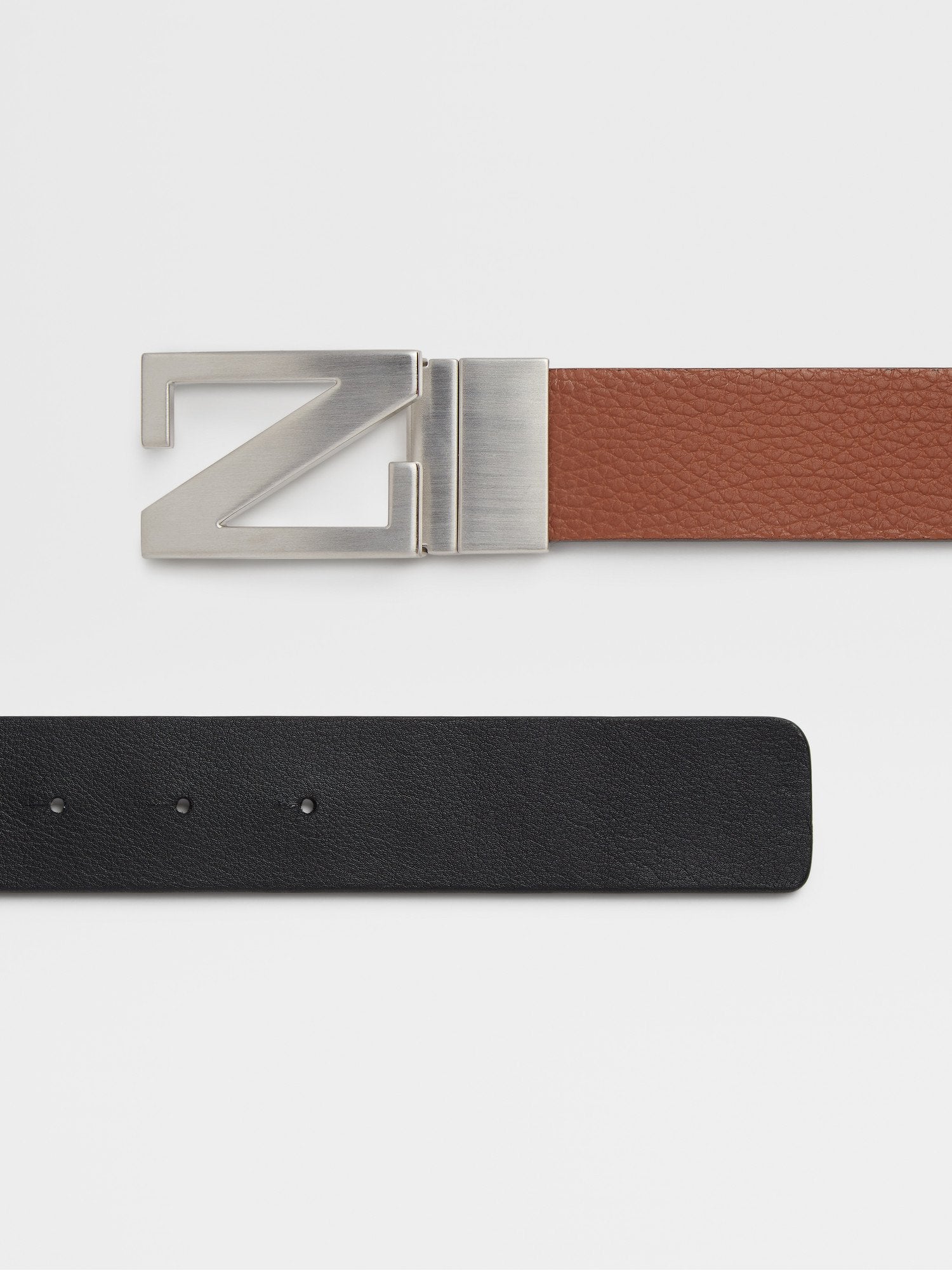 FOLIAGE AND BLACK LEATHER REVERSIBLE BELT