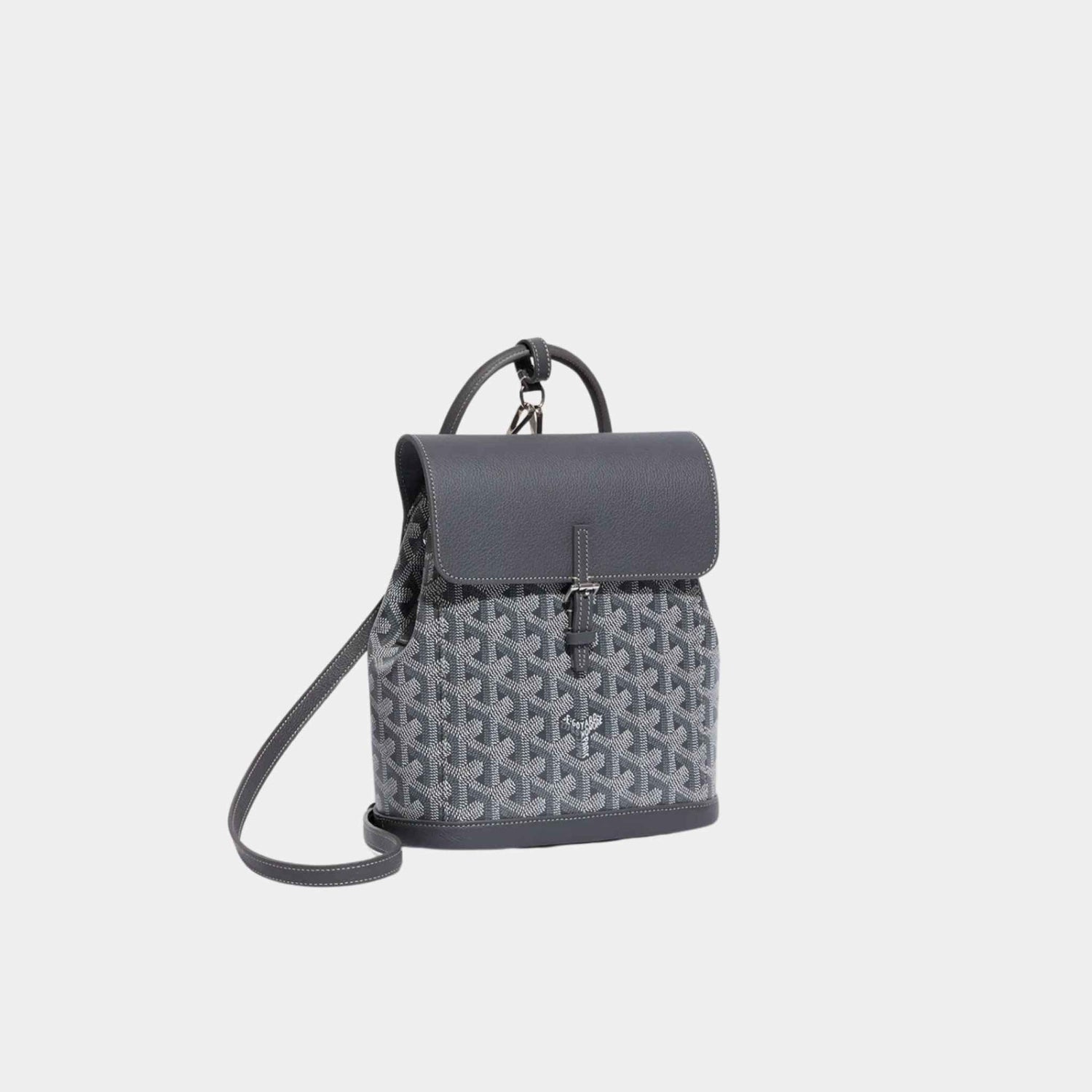 Goyard Alpin Mini Backpack, Grey, Front View