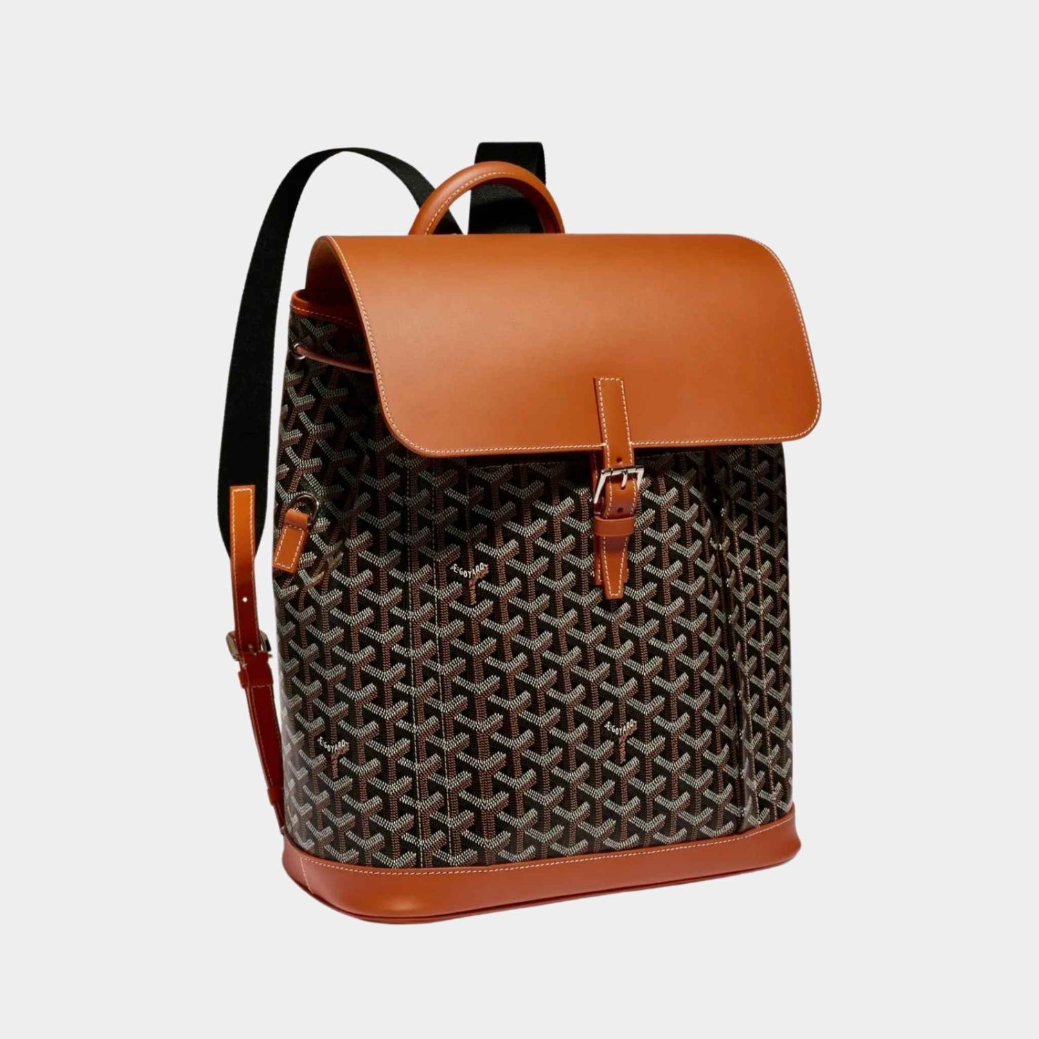 Goyard Alpin MM Backpack, Black and Tan, Front View