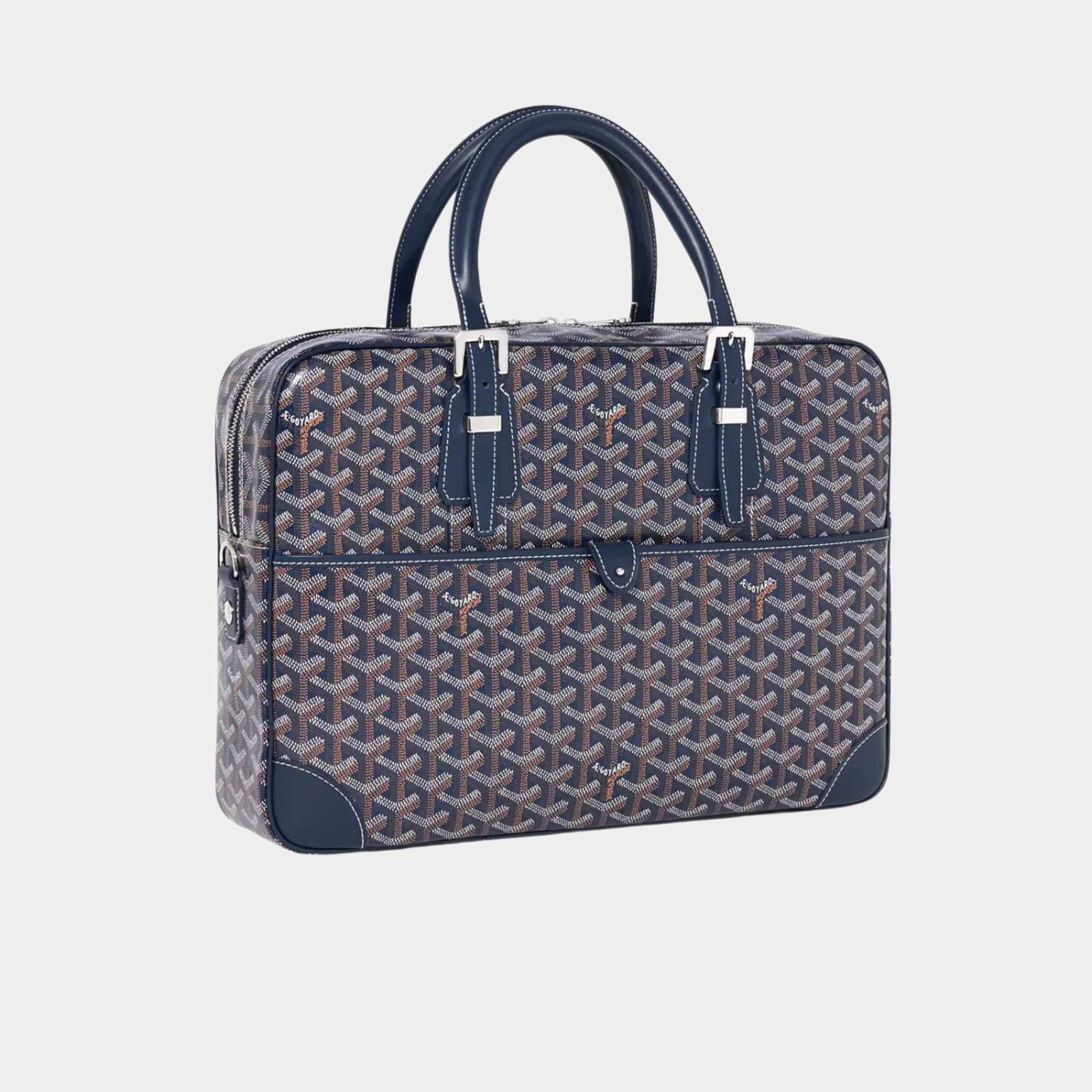 Goyard Ambassade MM Document Case, Navy Blue, Front View