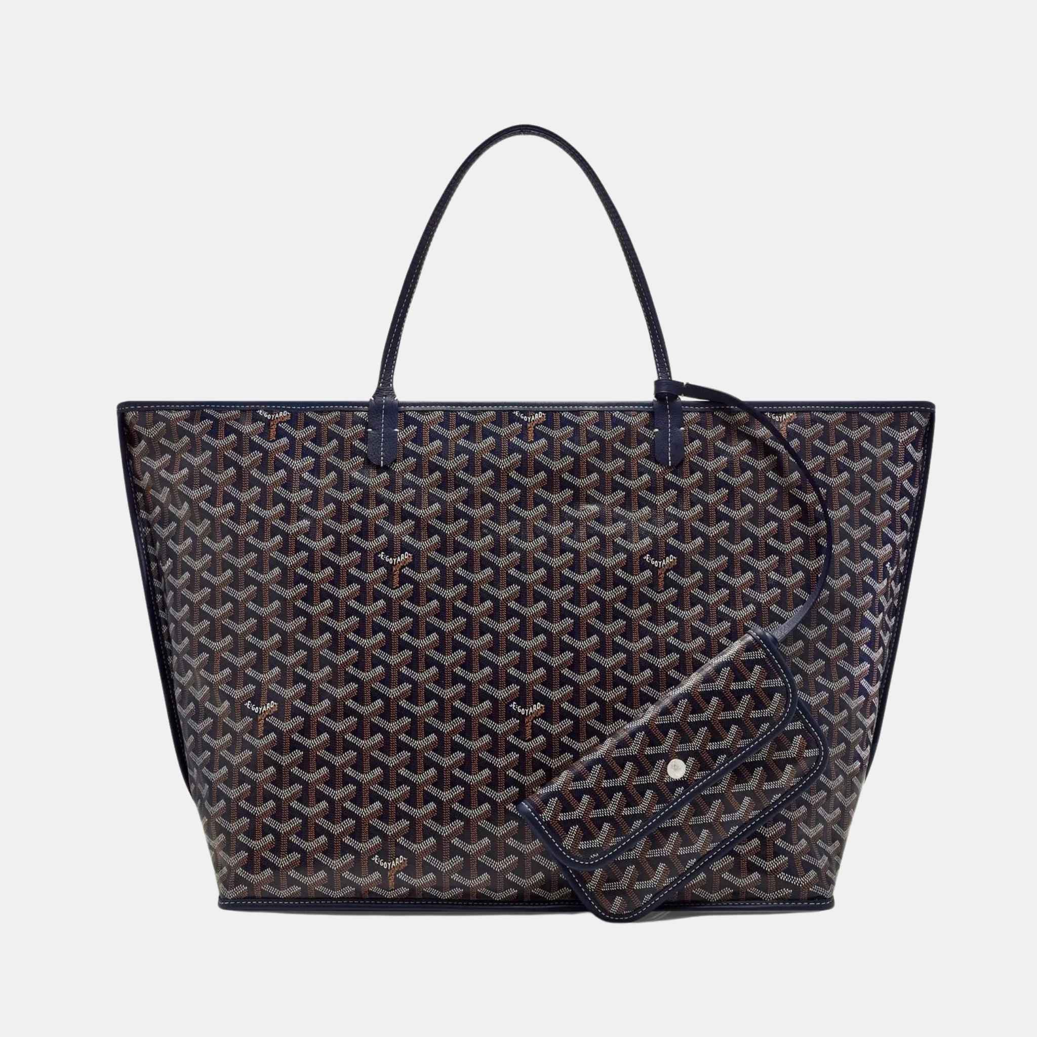 Goyard Anjou GM Bag, Navy Blue, Inside Out View