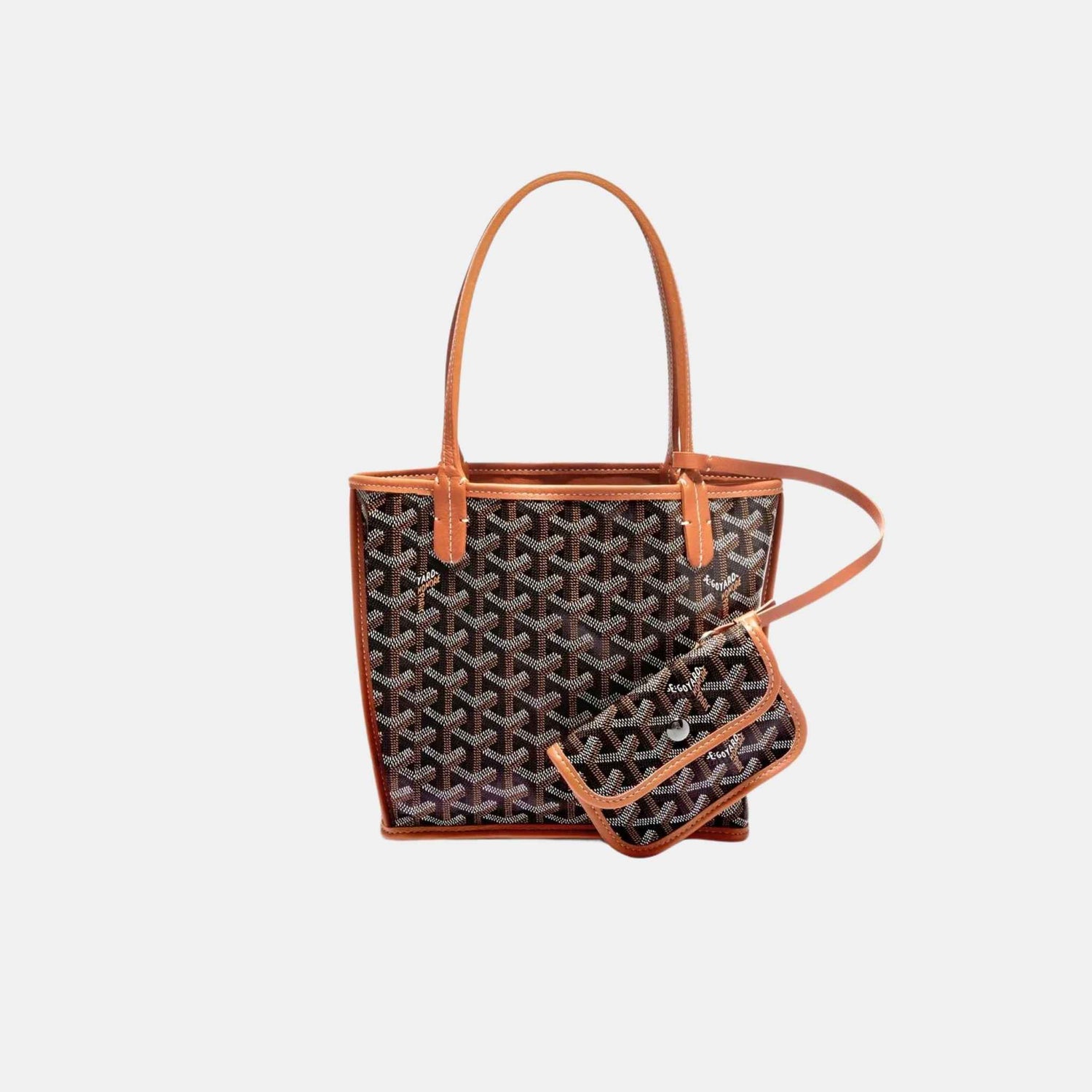 Goyard Anjou Mini Bag, Black and Tan, Inside Out View