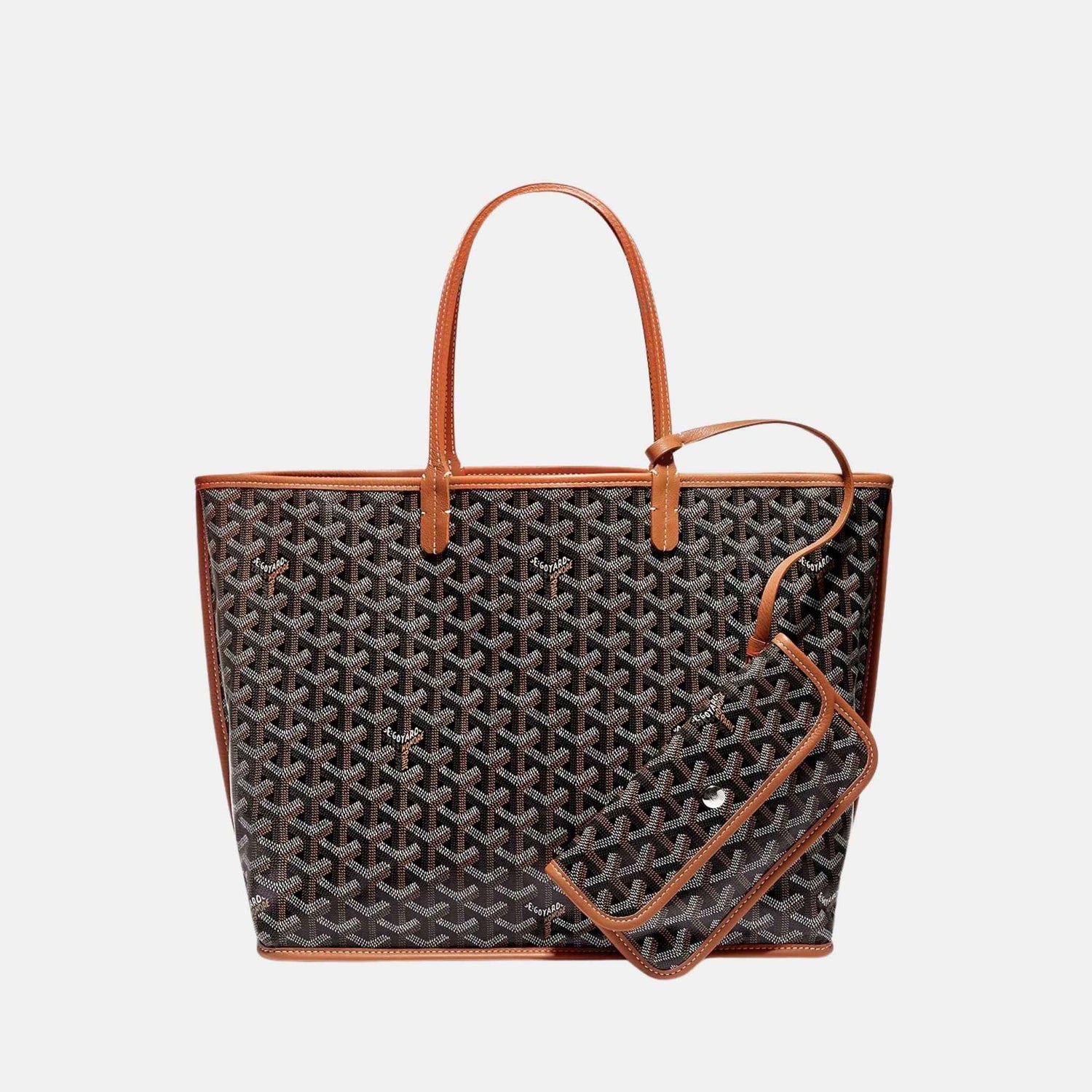 Goyard Anjou PM Bag, Black and Tan, Inside Out View