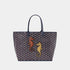 Goyard Anjou PM Seahorse Embroidery, Navy Blue, Front View